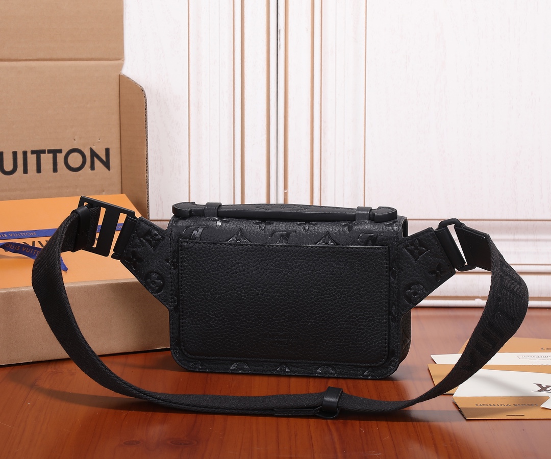 S Lock Sling Bag in Monogram Embossed Black Taurillon Leather - Image 3
