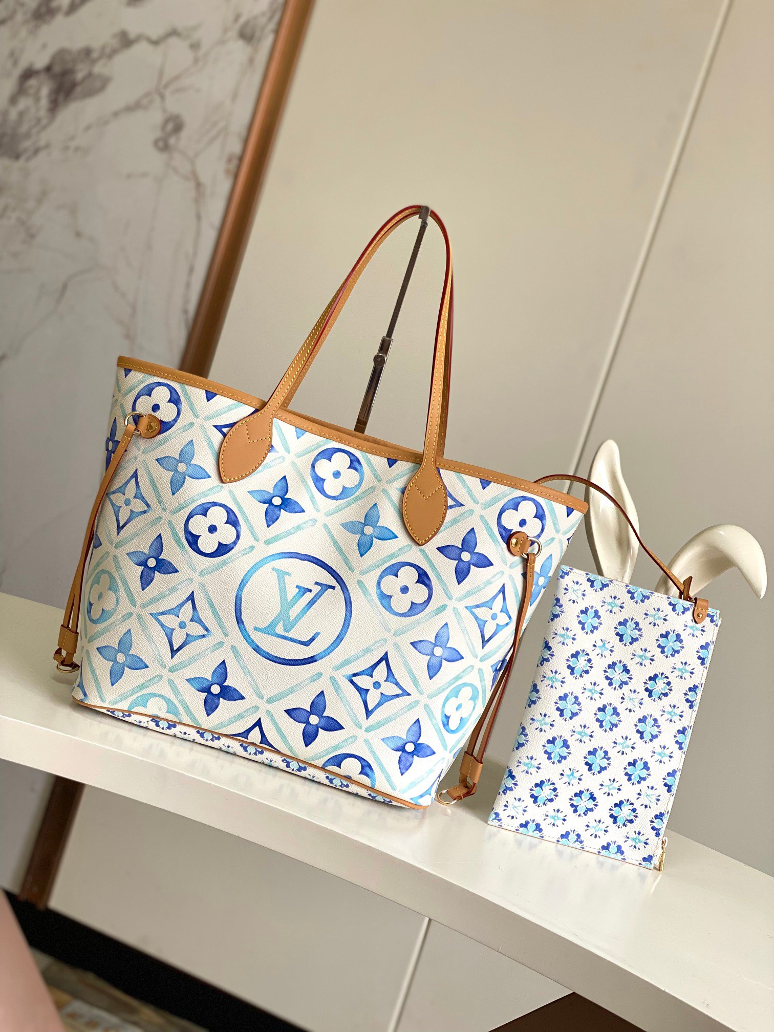 Louis Vuitton Neverfull MM Monogram Tiles Canvas Tote Bag - Image 3