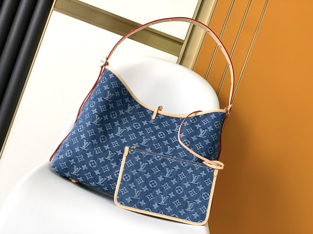 Louis Vuitton CarryAll MM Handbag in Blue Denim - Image 3