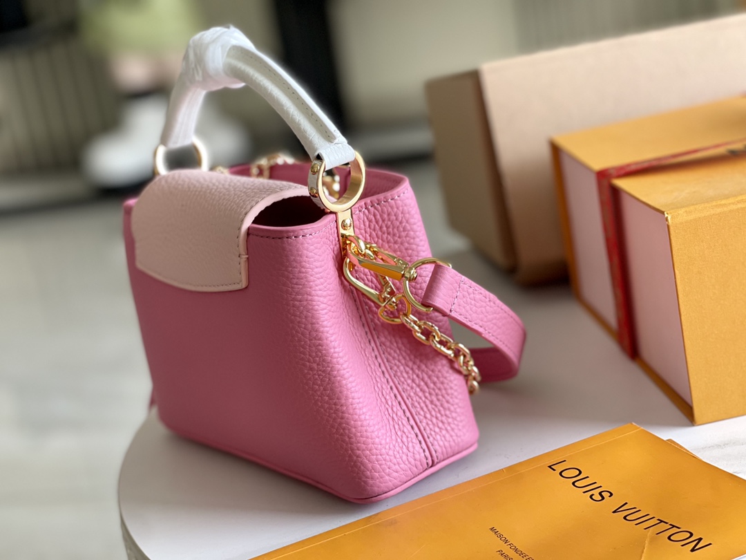 Louis Vuitton Capucines Mini Handbag – Pale Pink Floral Tri-Color - Image 3