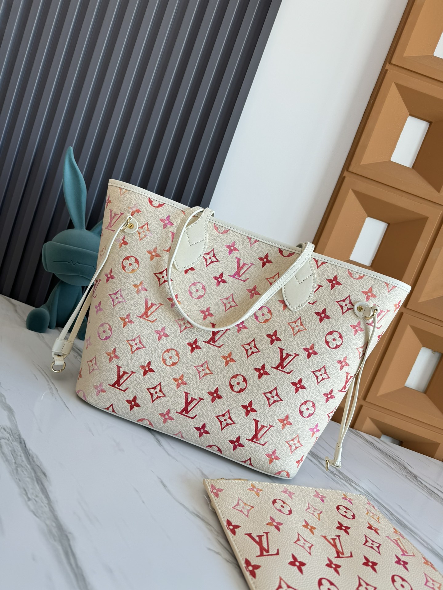 Louis Vuitton Neverfull MM Tote Bag in Monogram Empreinte Sunrise Aquarelle Leather - Image 3