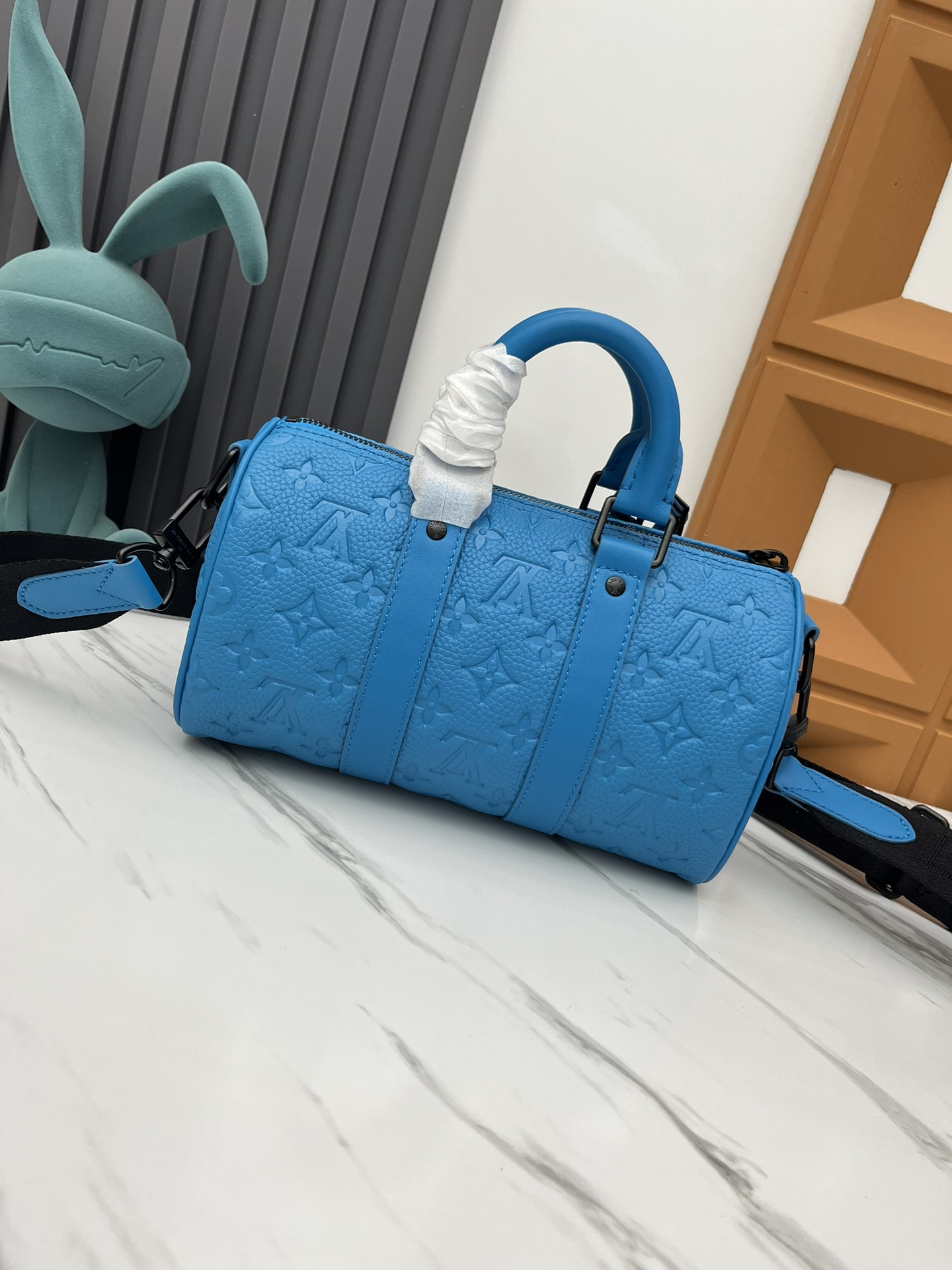 Louis Vuitton Keepall Mini Travel Bag in Blue Taurillon Monogram Leather - Image 3