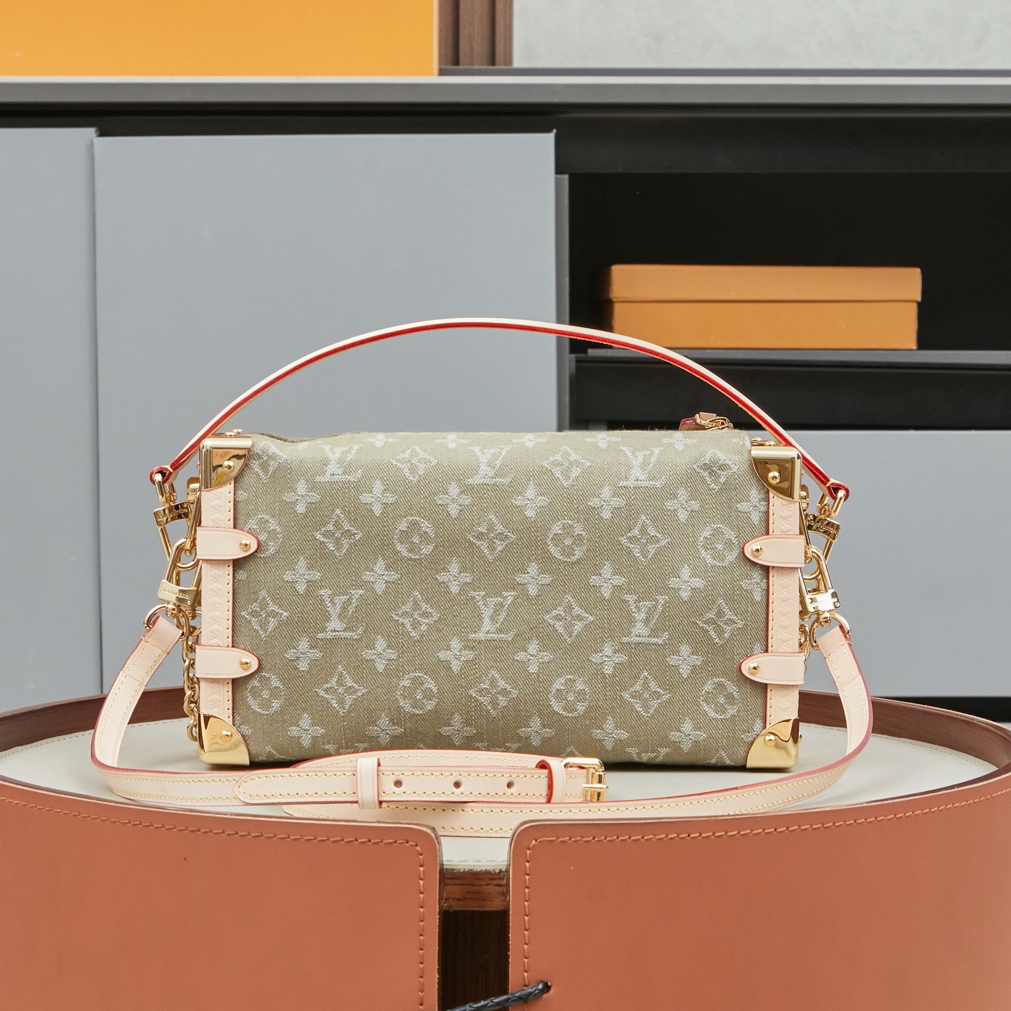 Louis Vuitton Green Denim Rendez-Vous Side Trunk East-West Handbag - Image 3