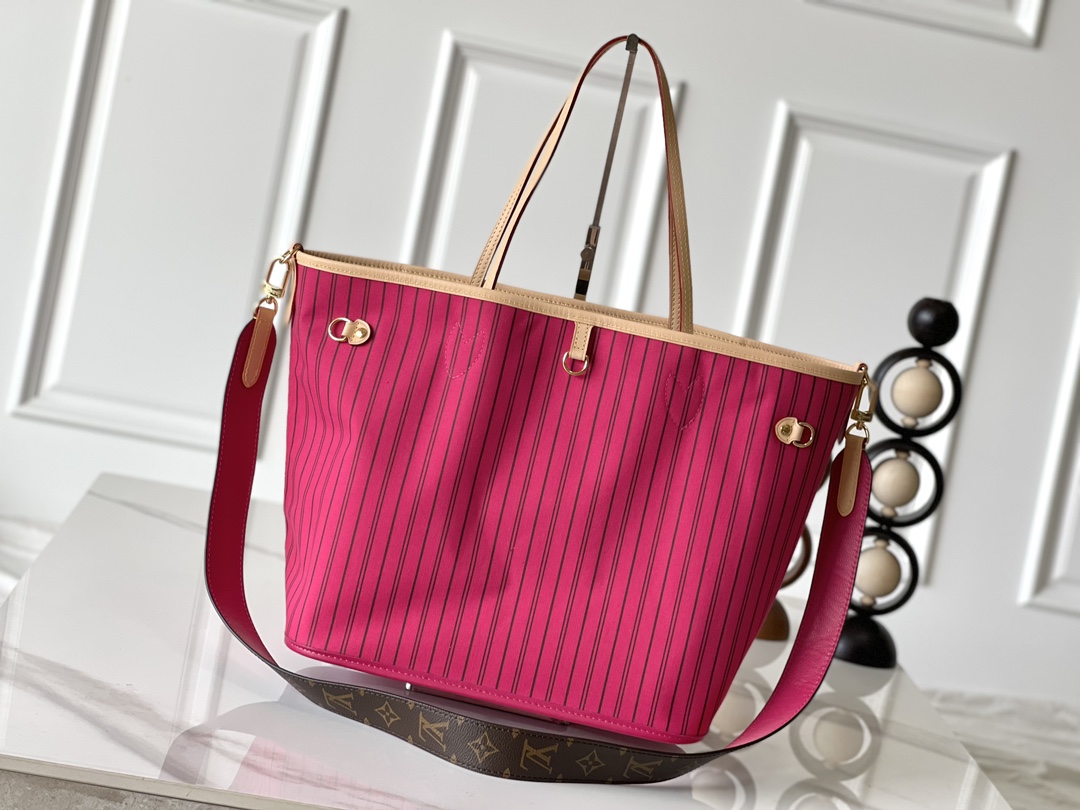 Louis Vuitton Neverfull MM Handbag in Damier Azur Canvas, Rose Pink - Image 3
