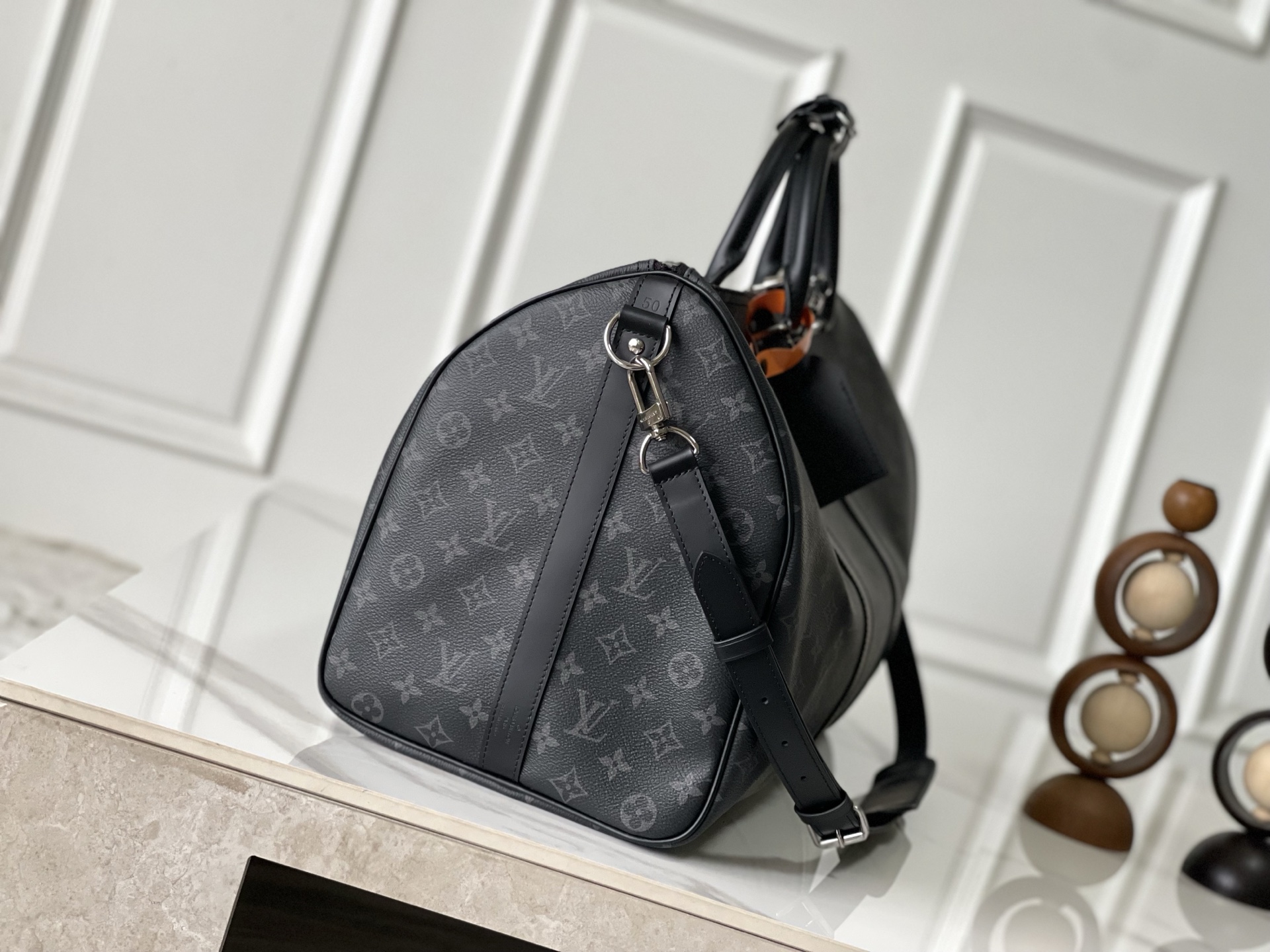Louis Vuitton Keepall 45 Travel Bag in Monogram Eclipse Canvas - Image 3