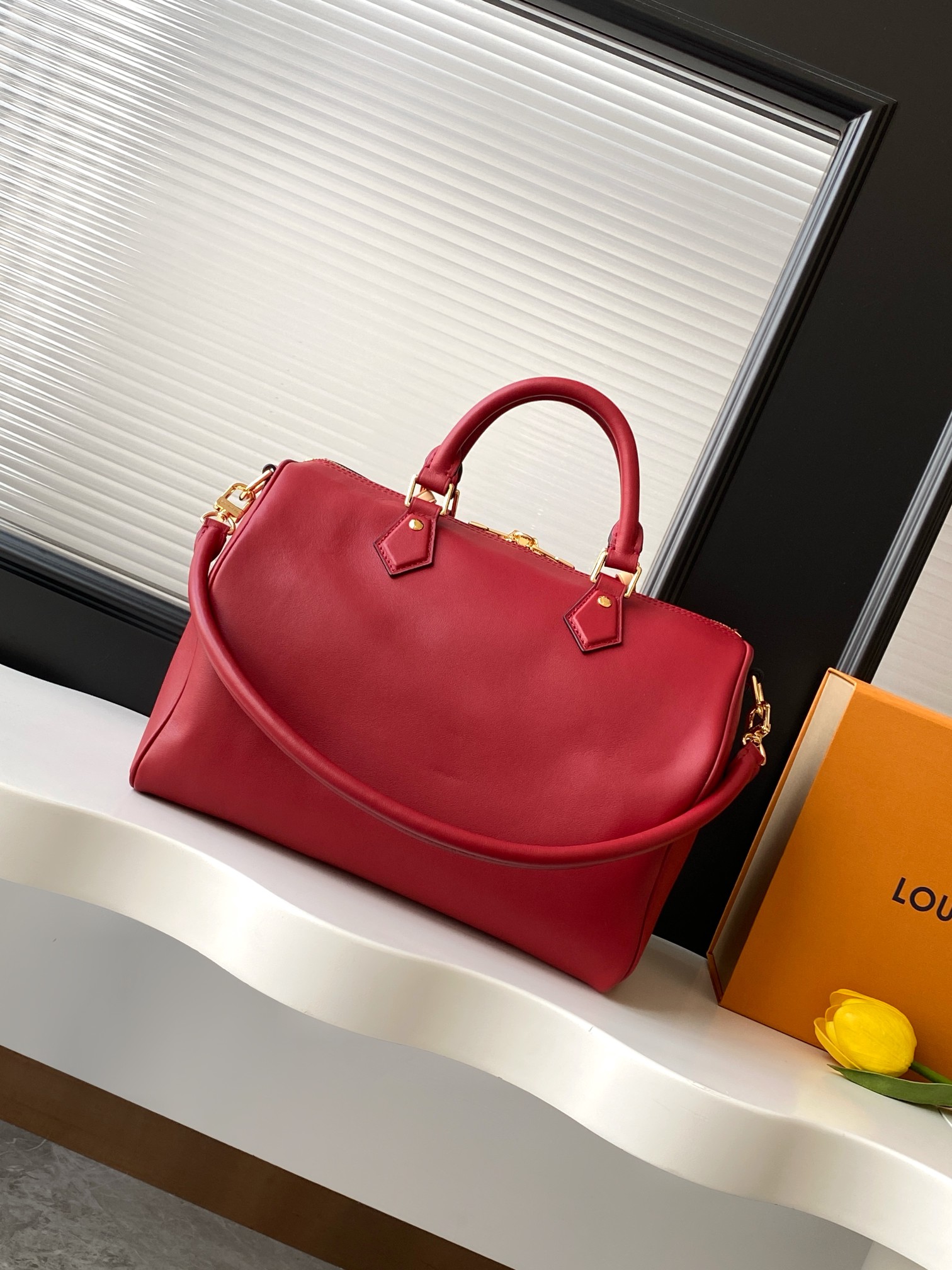Louis Vuitton Speedy Soft 30 Red Handbag - Image 3