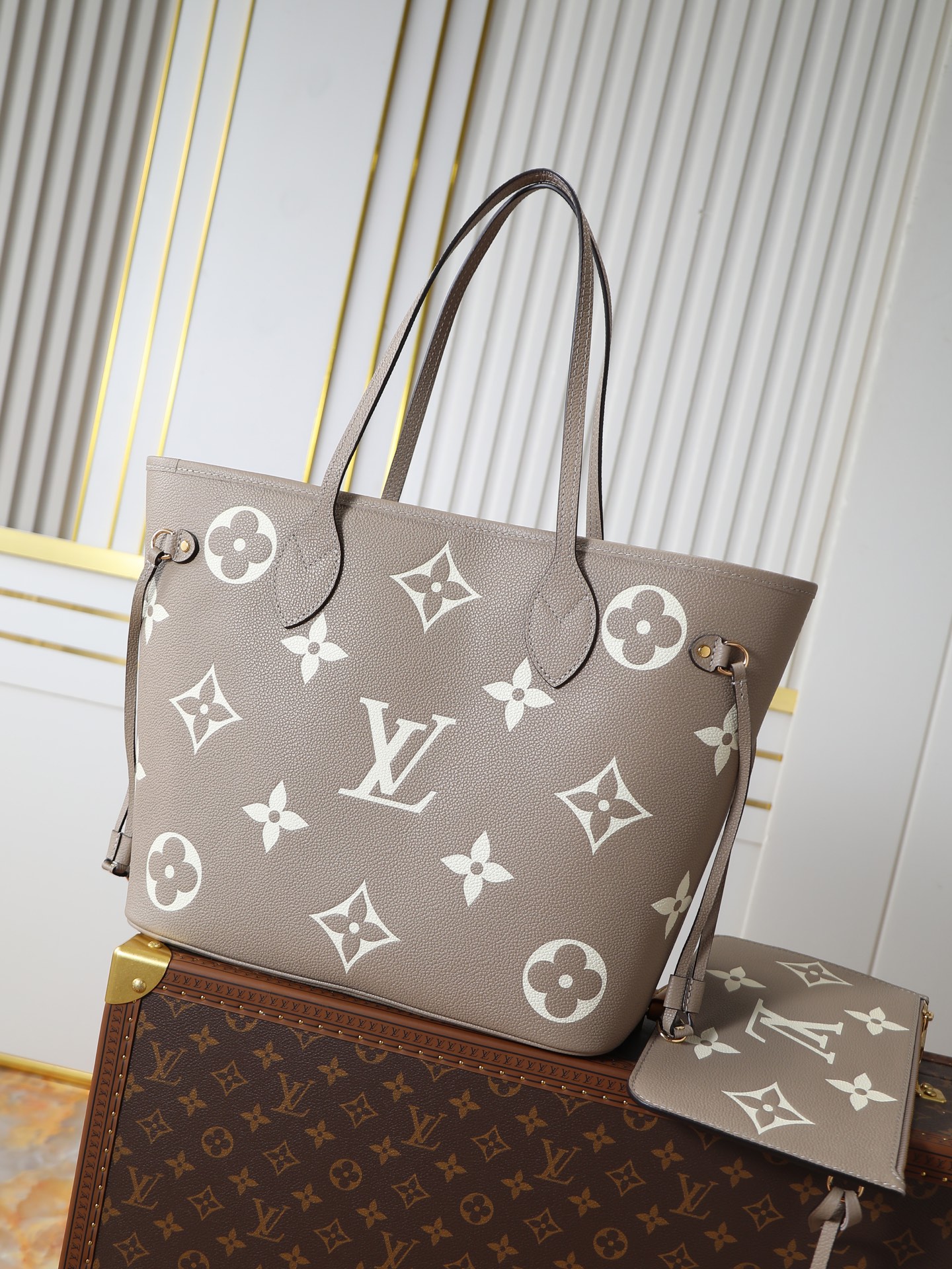 Louis Vuitton Neverfull MM Monogram Empreinte Leather Tote Bag - Image 3
