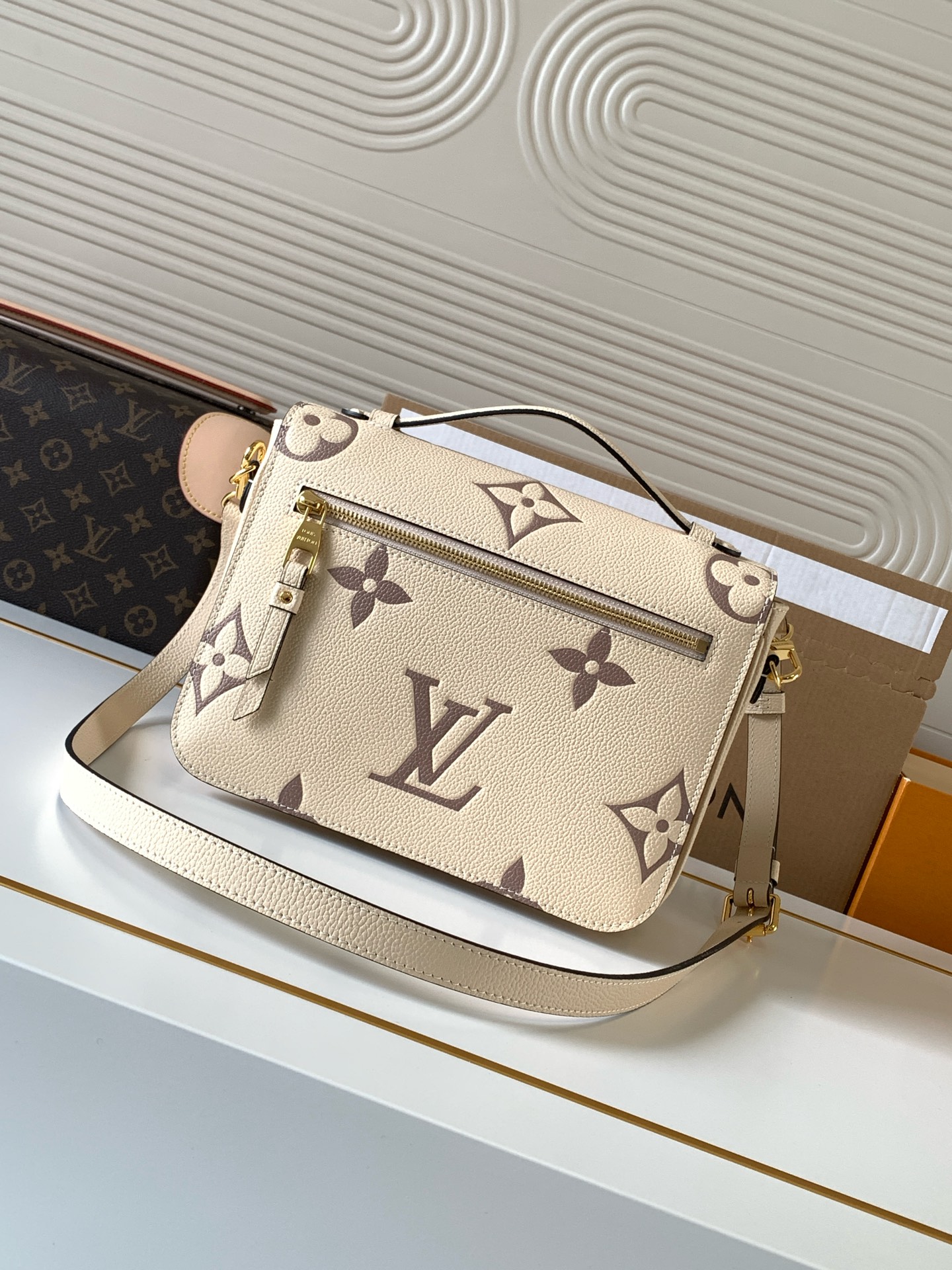 Louis Vuitton Pochette Metis Monogram Empreinte Shoulder Bag in Cream - Image 3