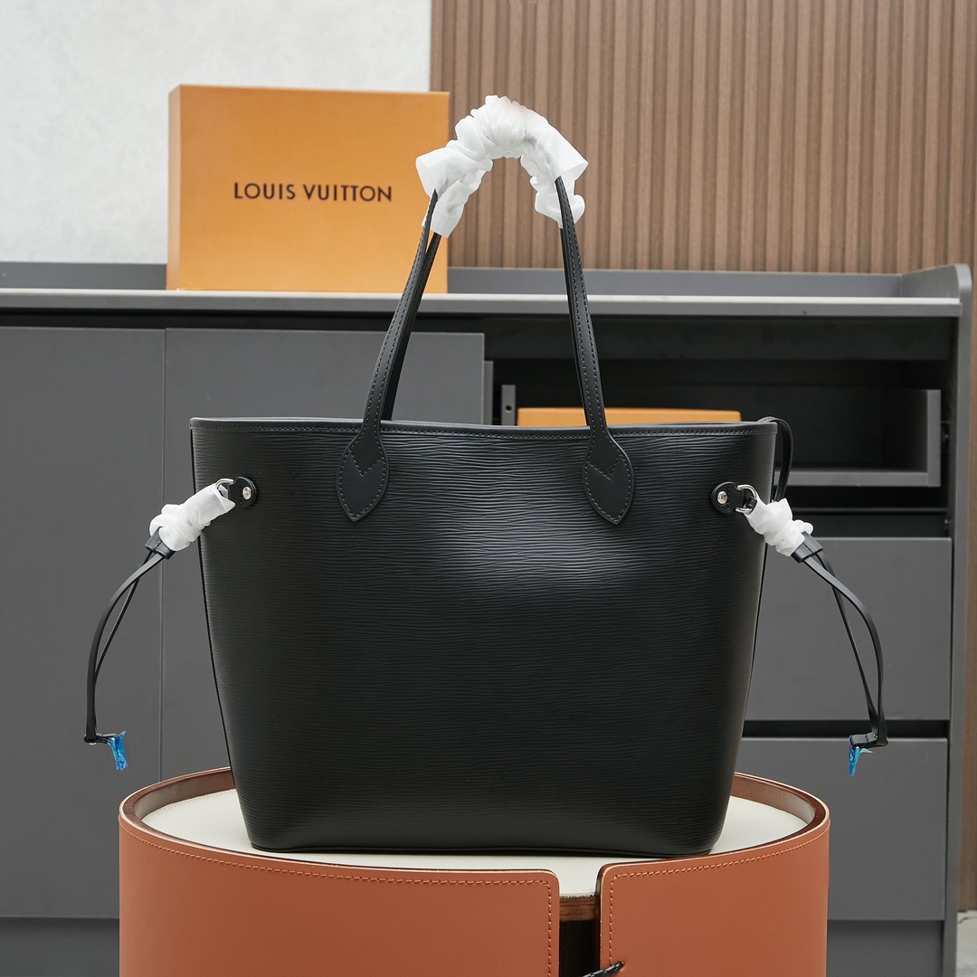 Louis Vuitton Neverfull MM Epi Leather Tote Bag Black - Image 3