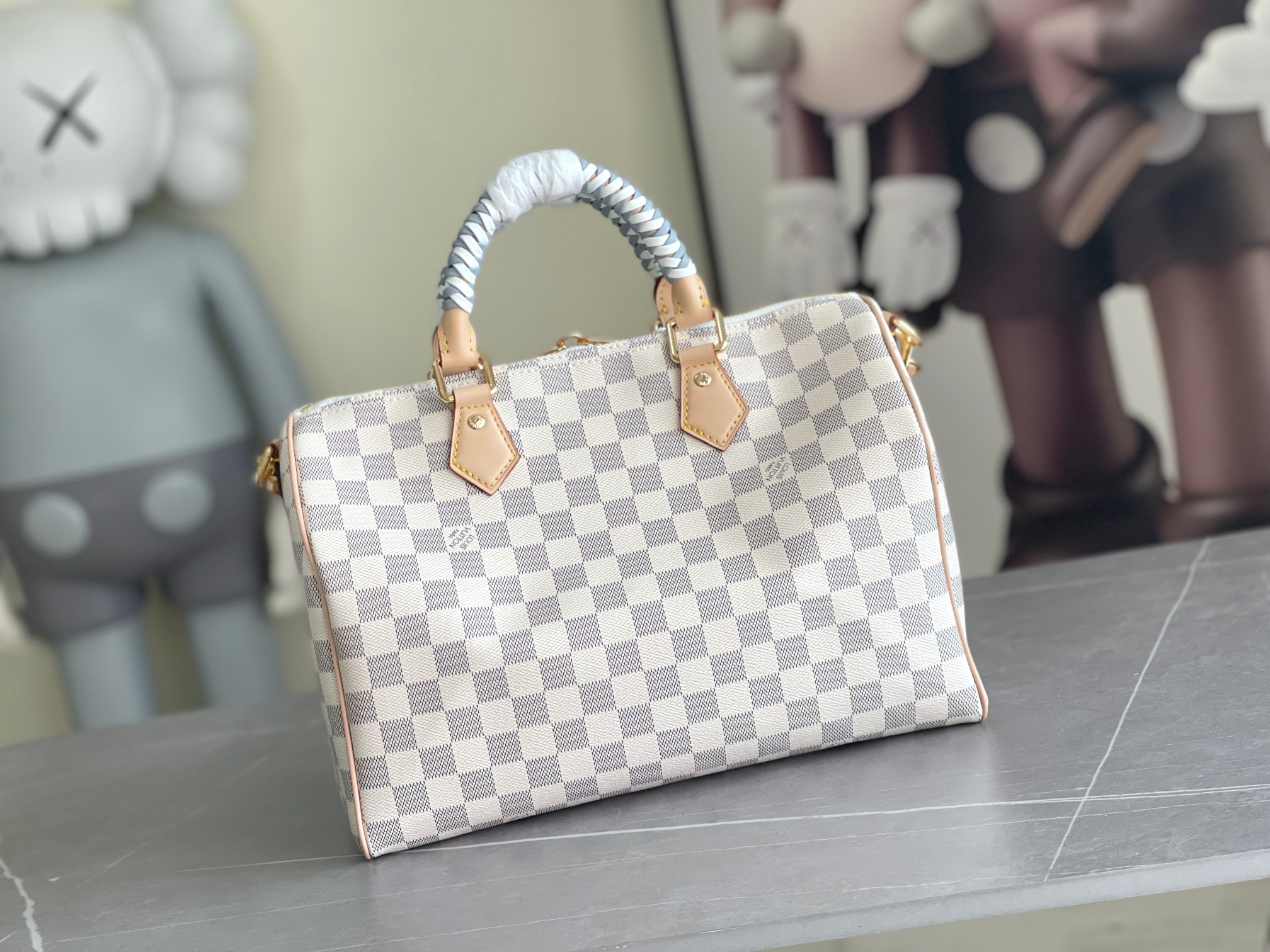 Louis Vuitton Speedy Bandoulière 30 Damier Azur Canvas Handbag - Image 3