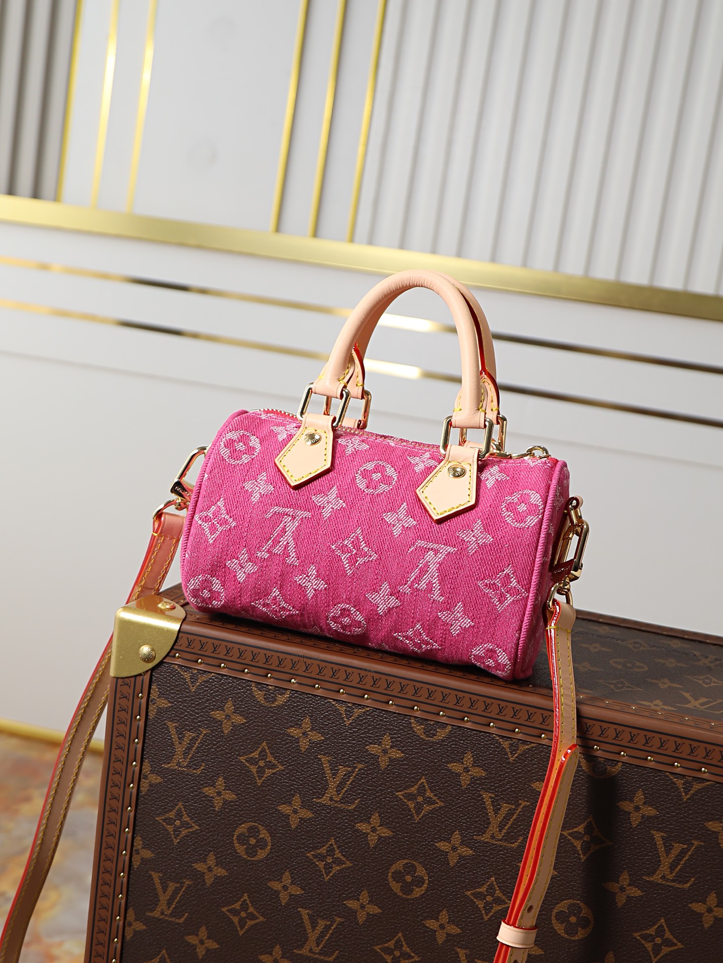 Louis Vuitton Nano Speedy Handbag in Blue Monogram Denim - Image 3
