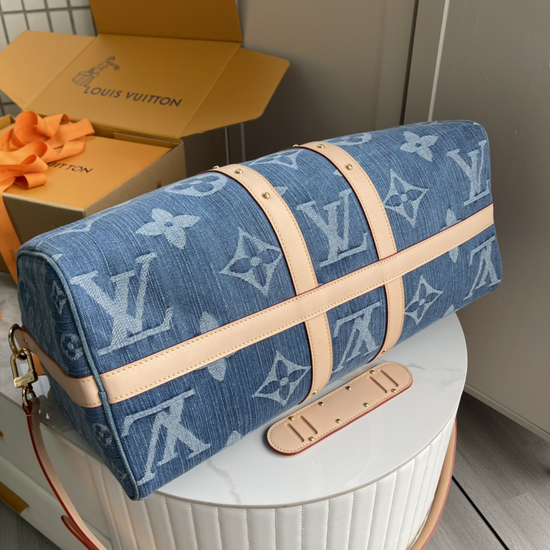Keepall Bandoulière Travel Bag in Monogram Denim - Image 3