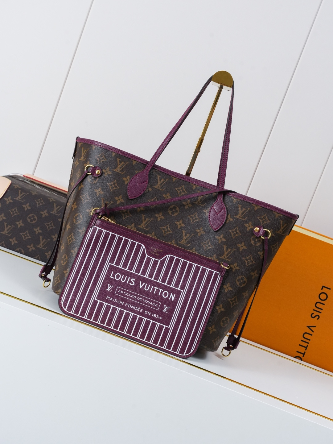Louis Vuitton Neverfull Inside Out MM Handbag M25663 in Purple Red - Image 3
