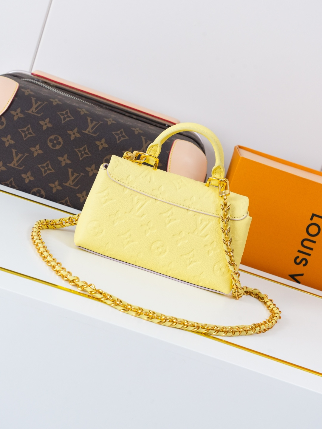 Louis Vuitton Nano Madeleine Handbag in Lemon Yellow Monogram Empreinte Leather - Image 3