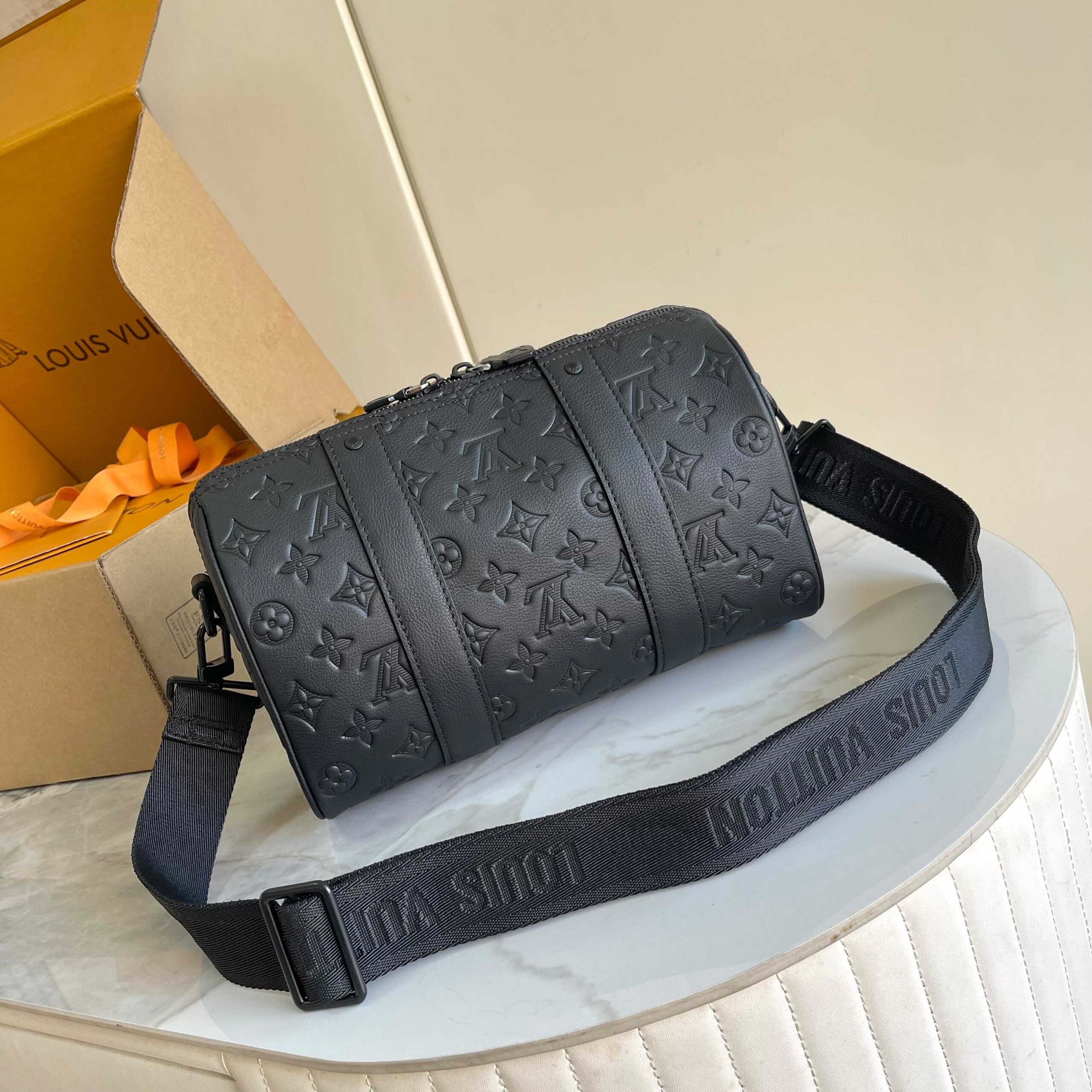 Louis Vuitton City Keepall Travel Bag in Monogram Shadow Leather - Image 3