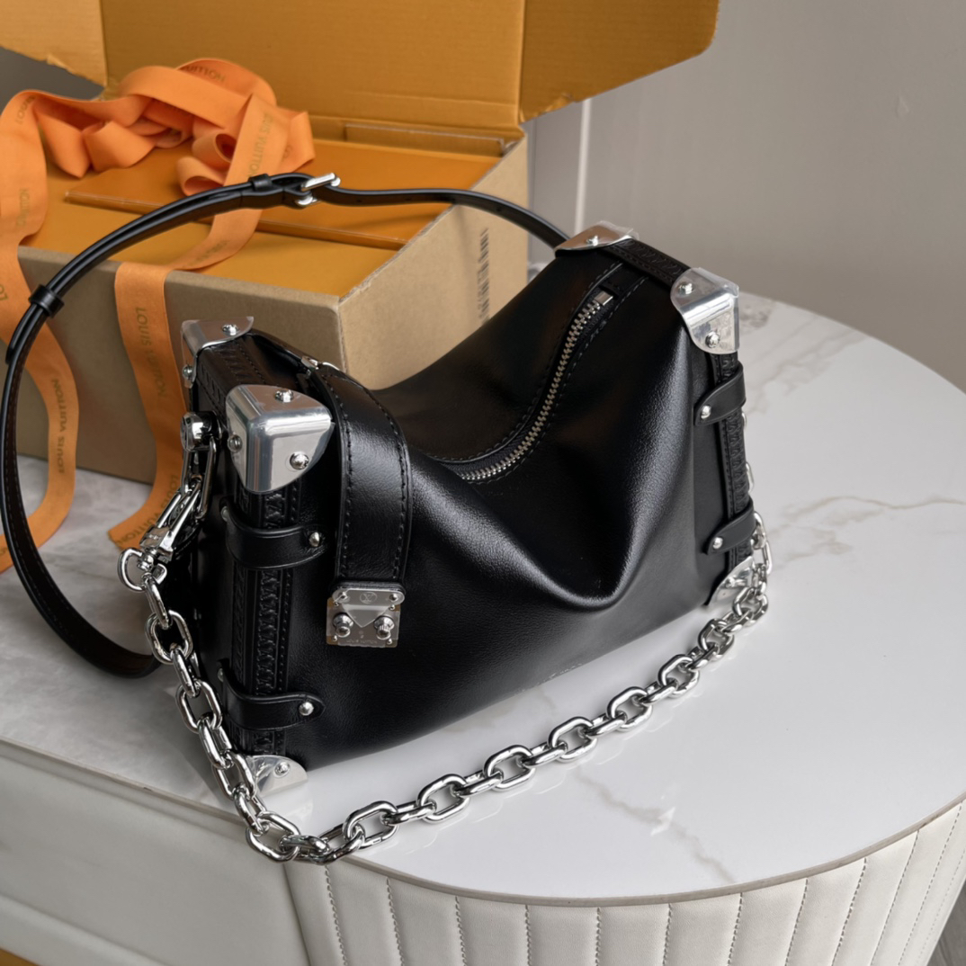 Side Trunk Medium Leather Crossbody Bag - Image 3