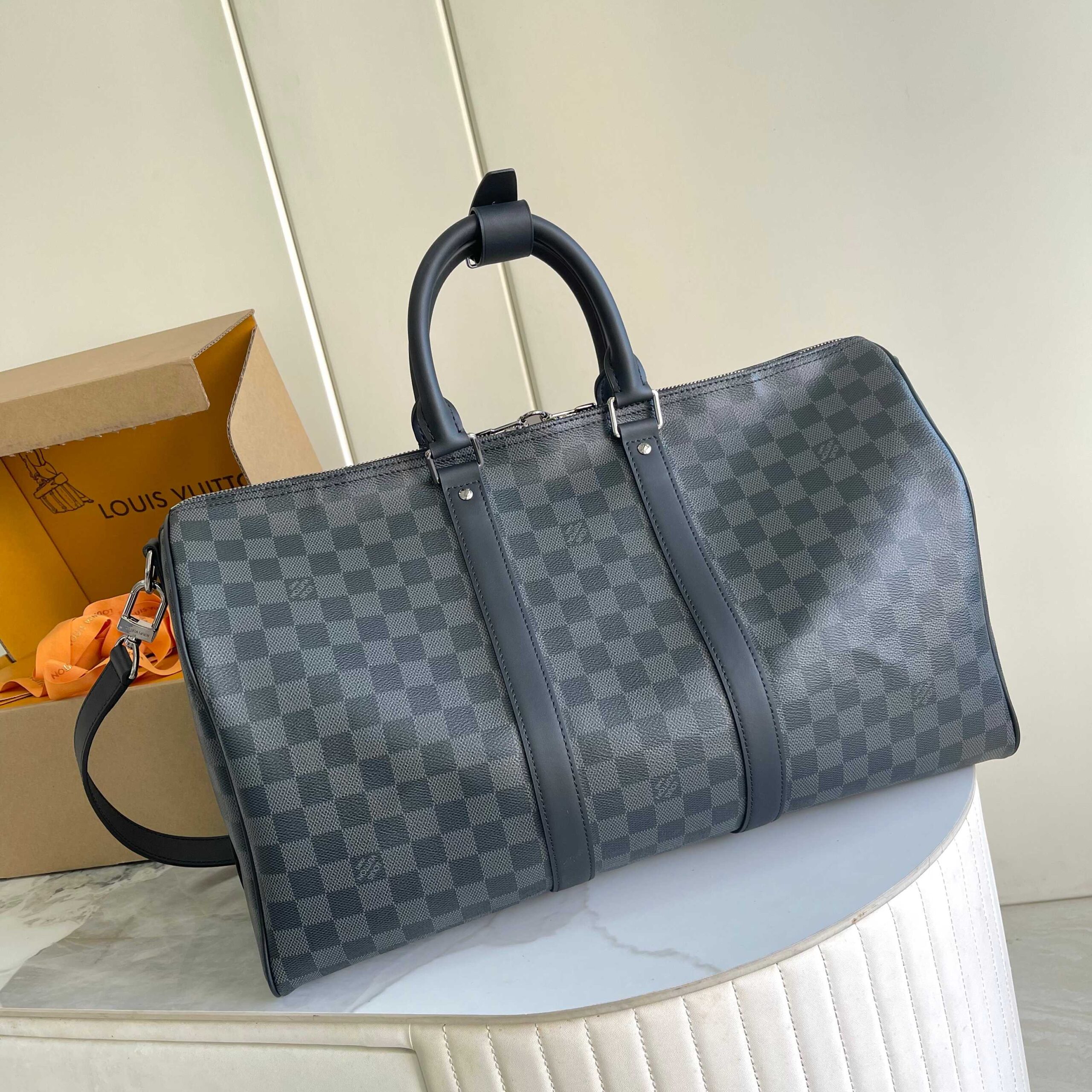 Louis Vuitton Keepall Bandouliere 45 Monogram Eclipse Travel Bag - Image 3