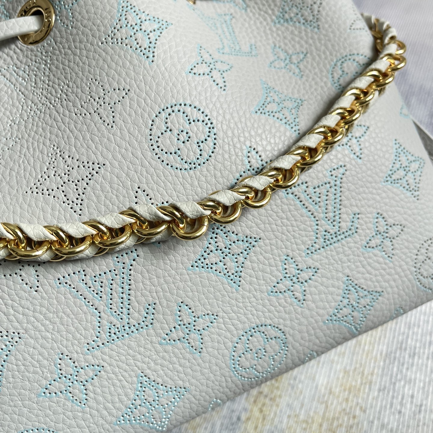 Louis Vuitton Bella Monogram Perforated Calfskin Bucket Bag - Image 3