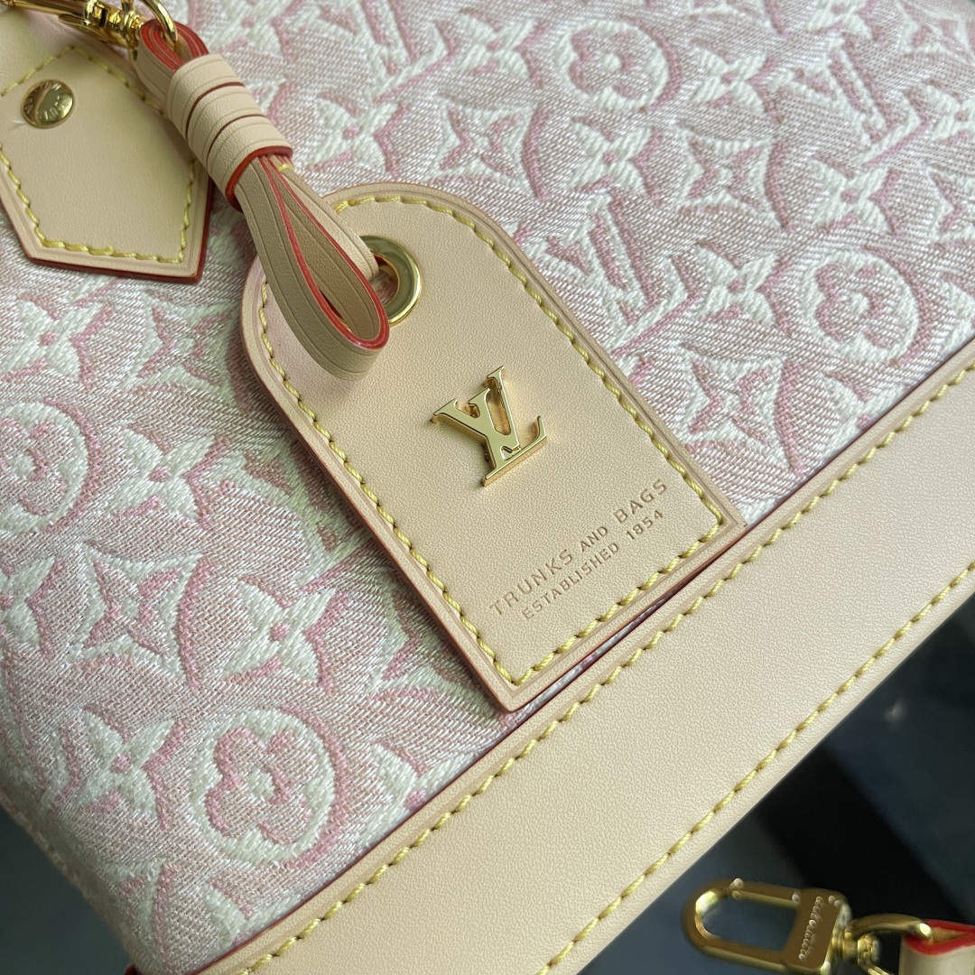 Louis Vuitton Alma BB Handbag in Pink Jacquard Denim - Image 3