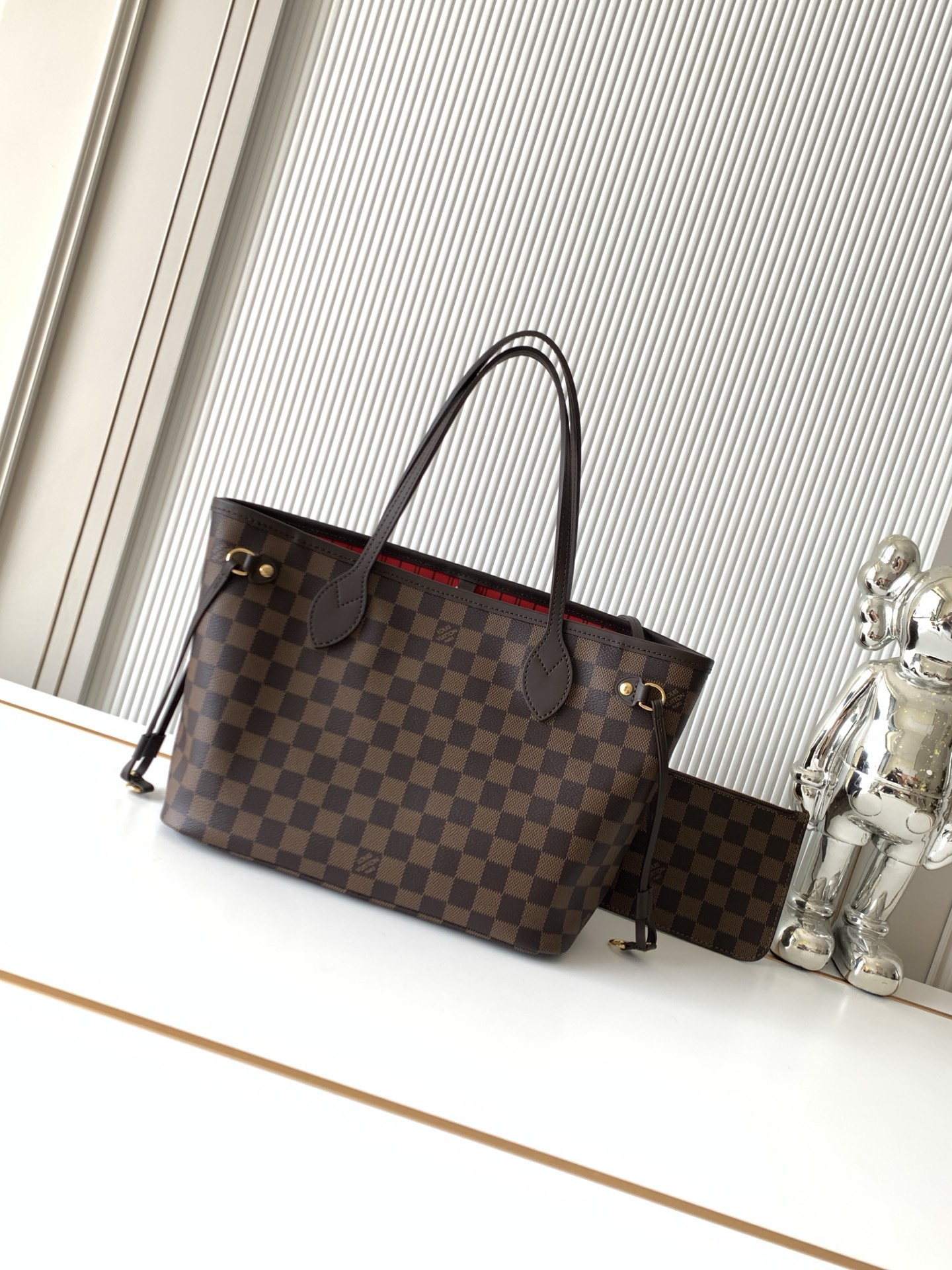Louis Vuitton Neverfull Small Tote Bag in Damier Ebene Canvas - Image 3