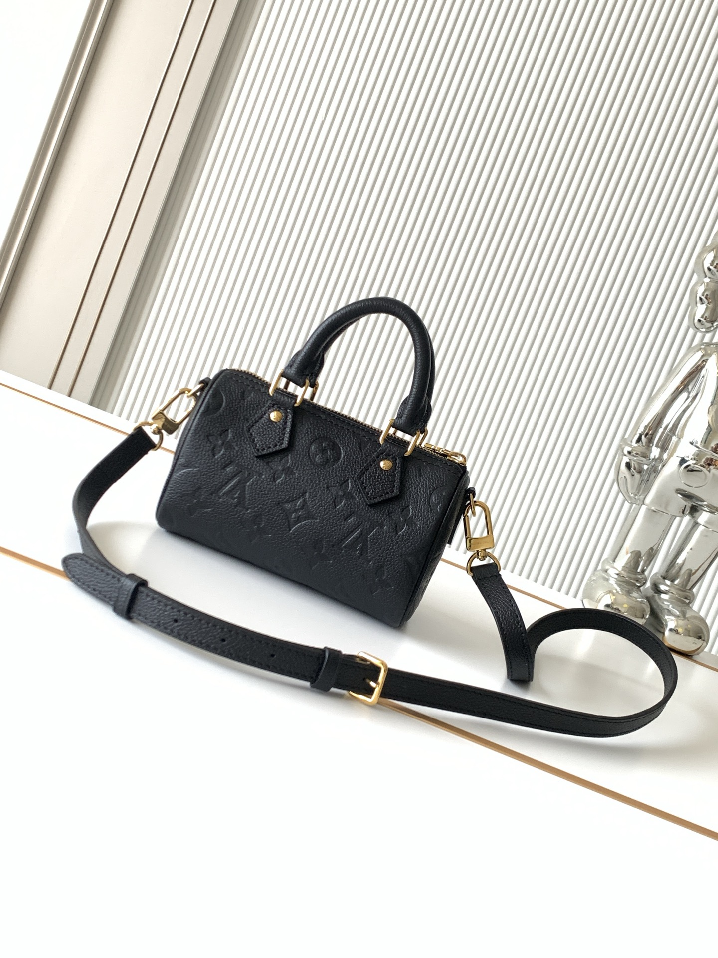 Louis Vuitton Nano Speedy Handbag in Black Monogram Empreinte Leather - Image 3