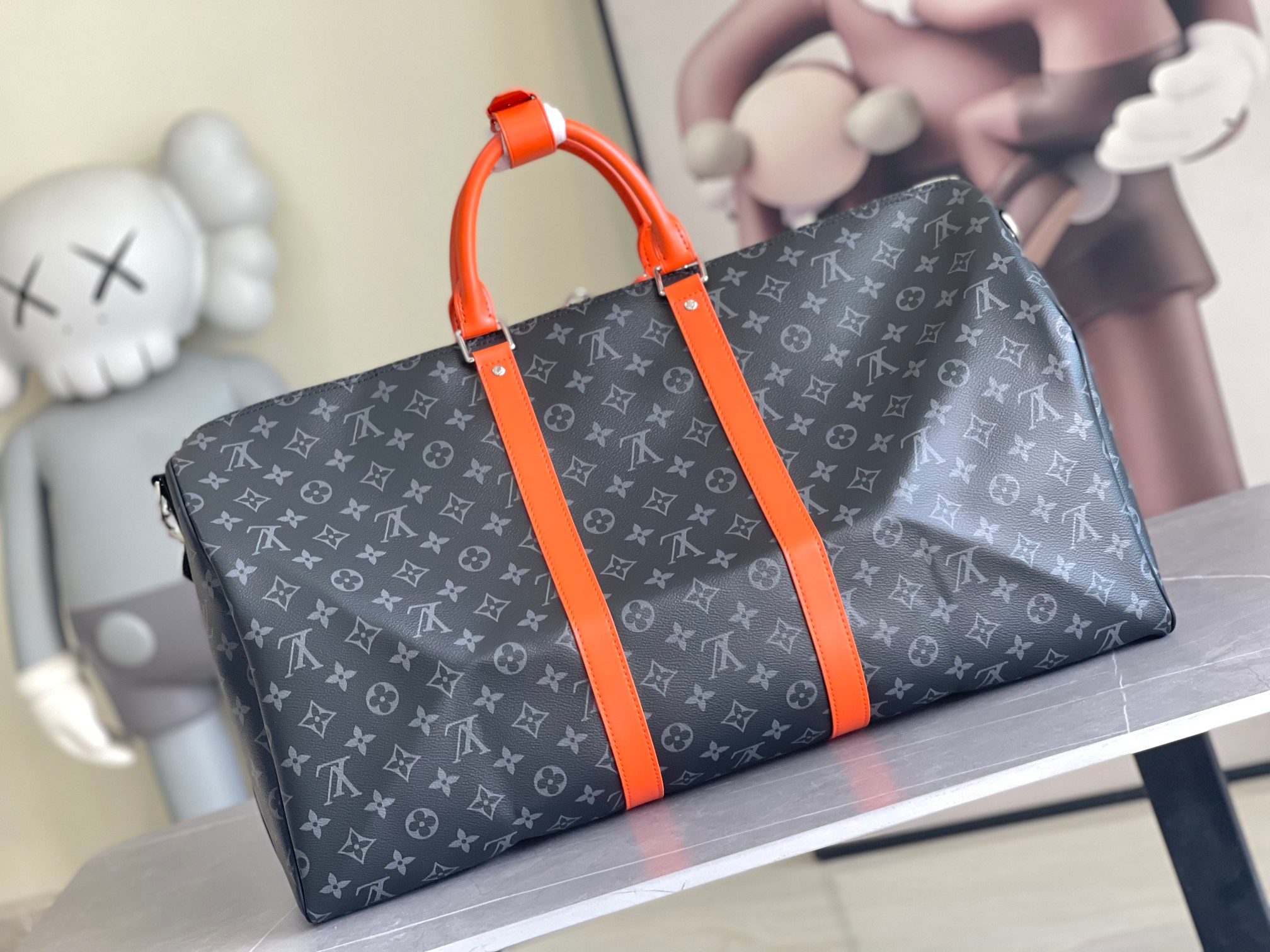 Louis Vuitton Keepall 55 Travel Bag in Monogram Eclipse - Image 3