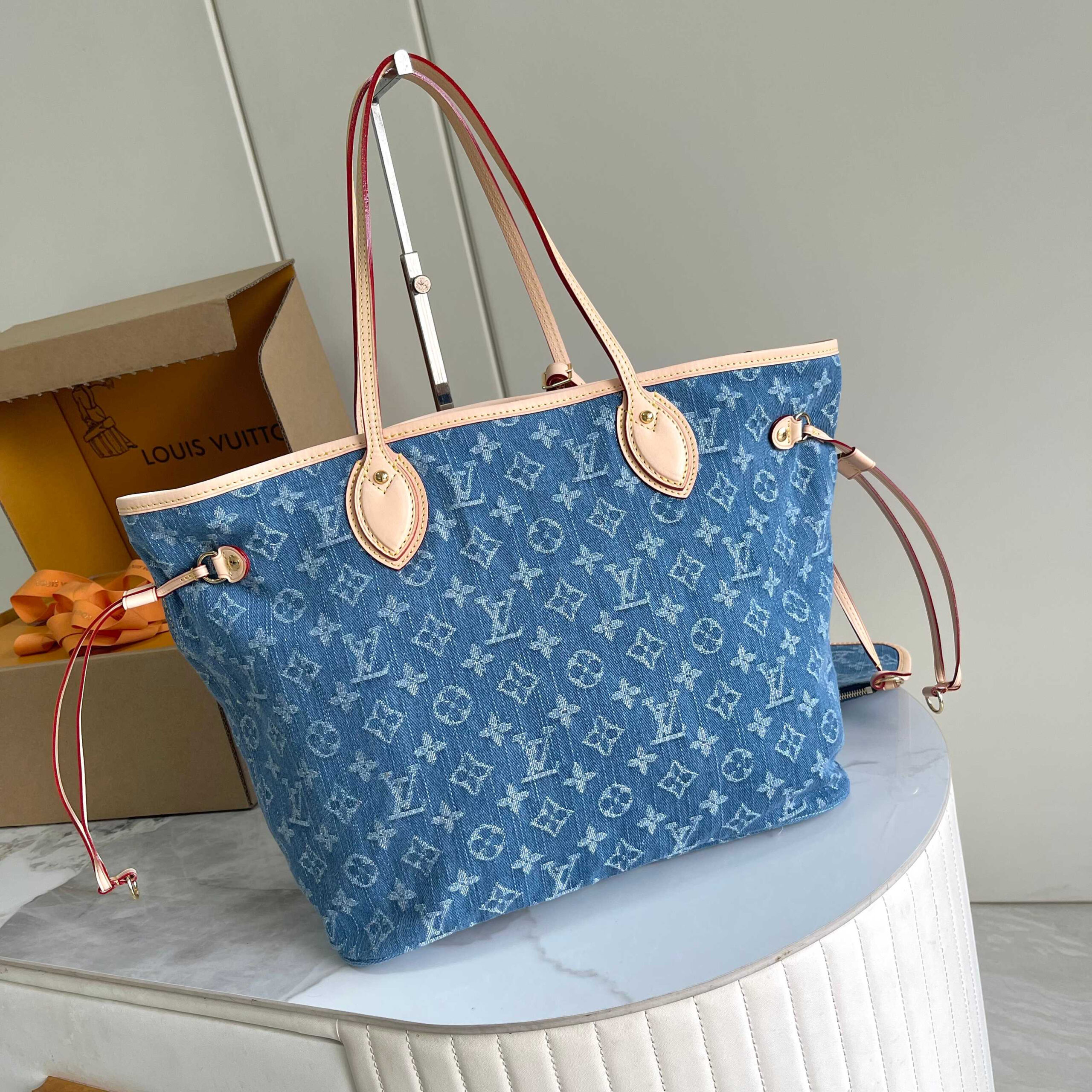 Louis Vuitton Neverfull MM Monogram Denim Tote Bag - Image 3