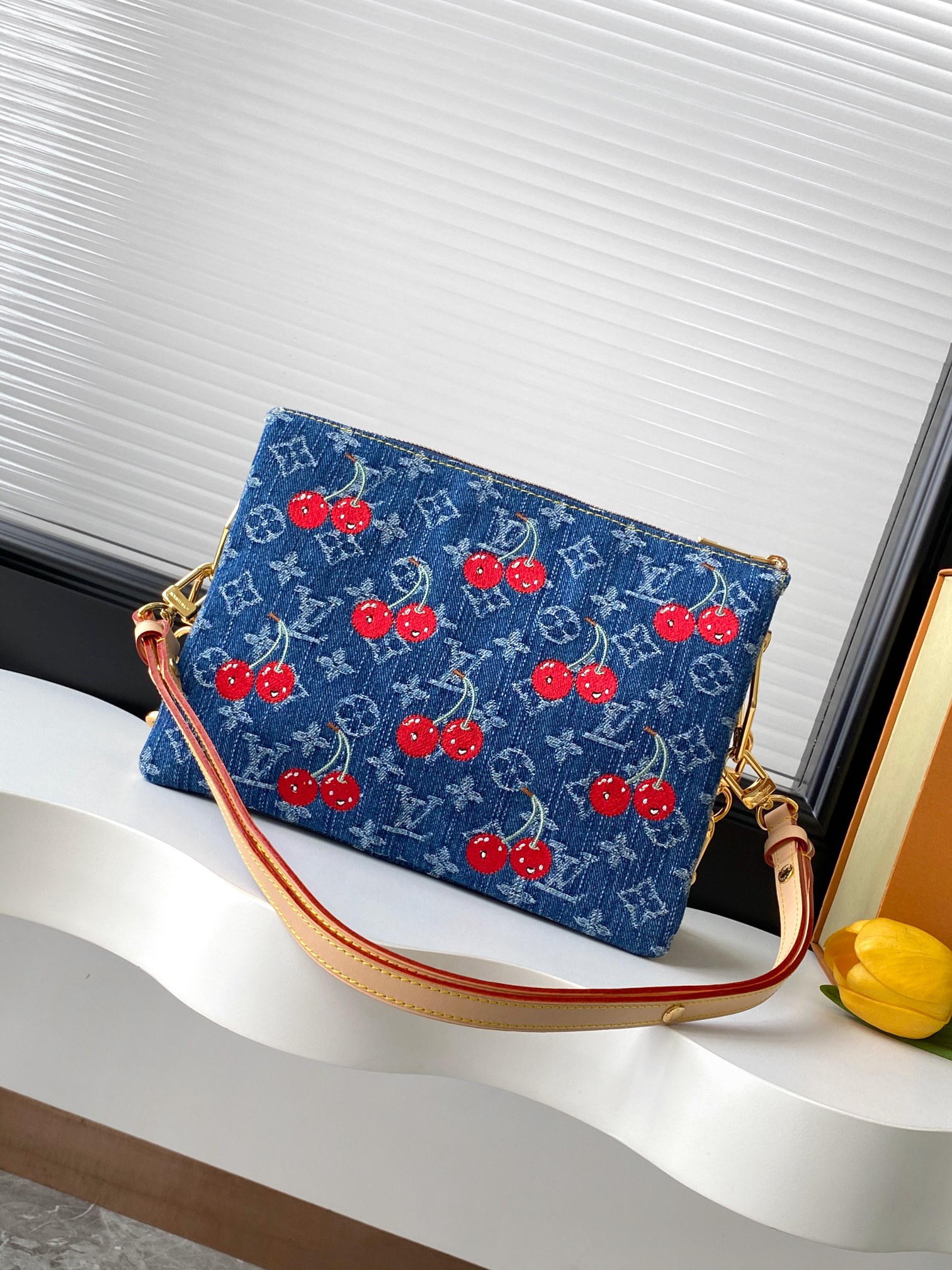 Louis Vuitton Coussin Small Crossbody Bag in Monogram Cherry Denim - Image 3