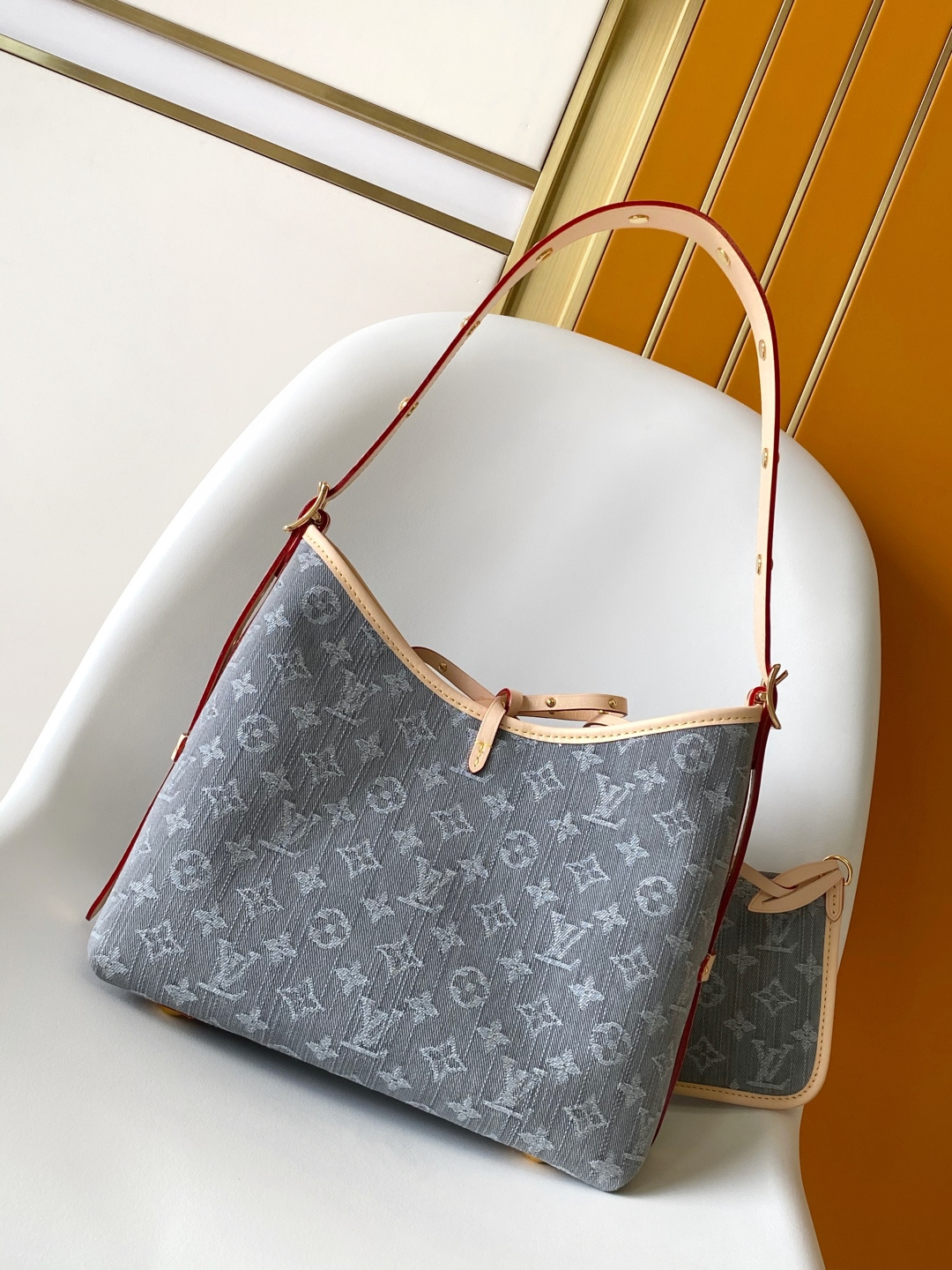 Louis Vuitton CarryAll Medium Bag in Blue Denim Monogram - Image 3