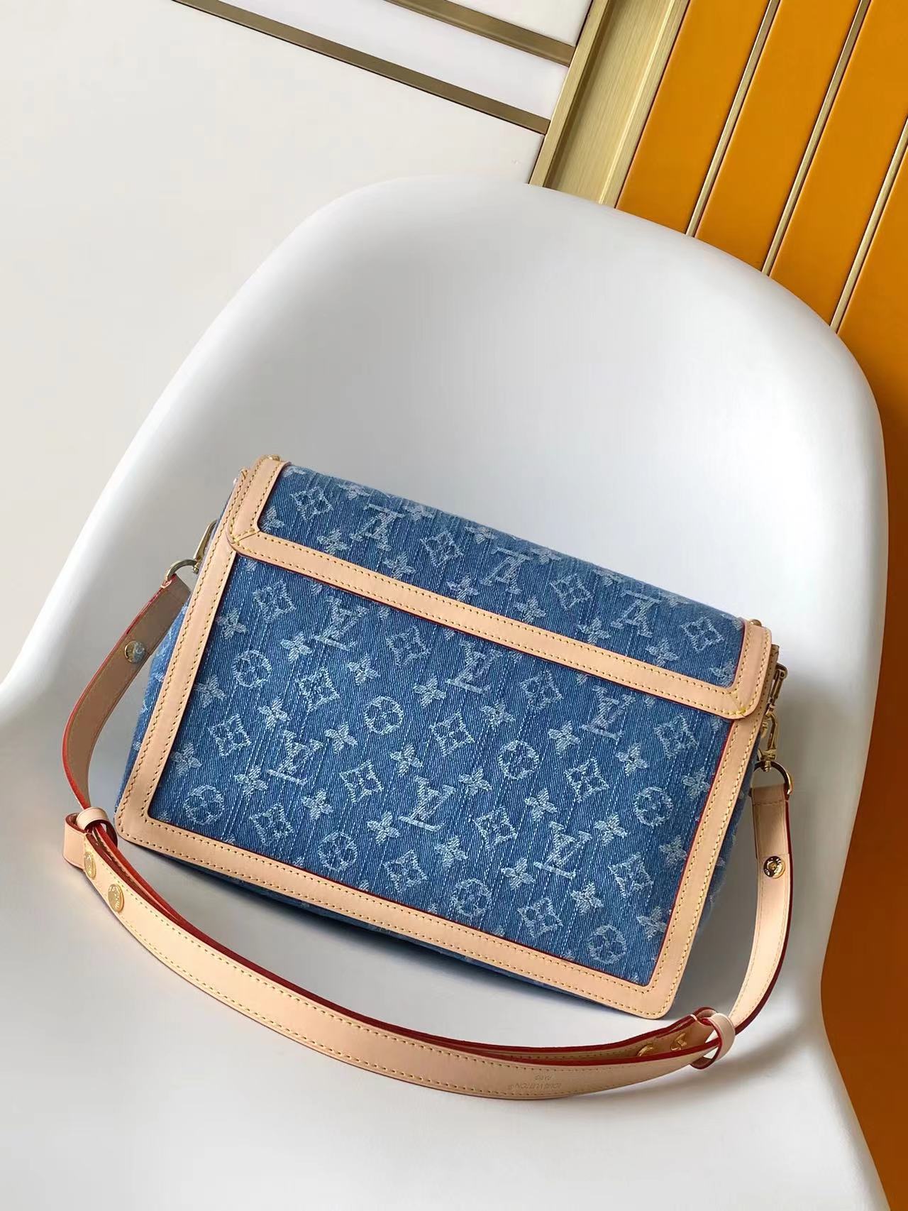 Louis Vuitton x TM Dauphine Soft Large Denim Shoulder Bag - Image 3
