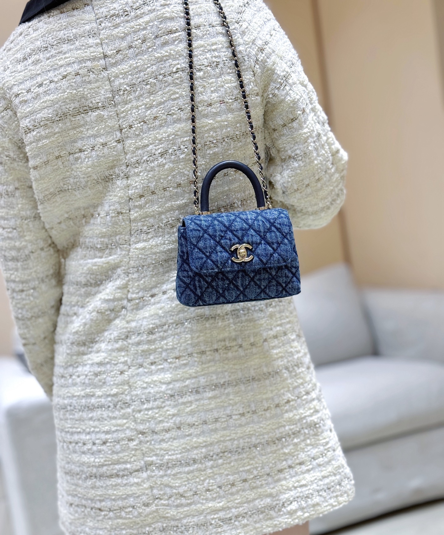 Chanel 26P Mini Coco Handle Denim Bag - Image 3
