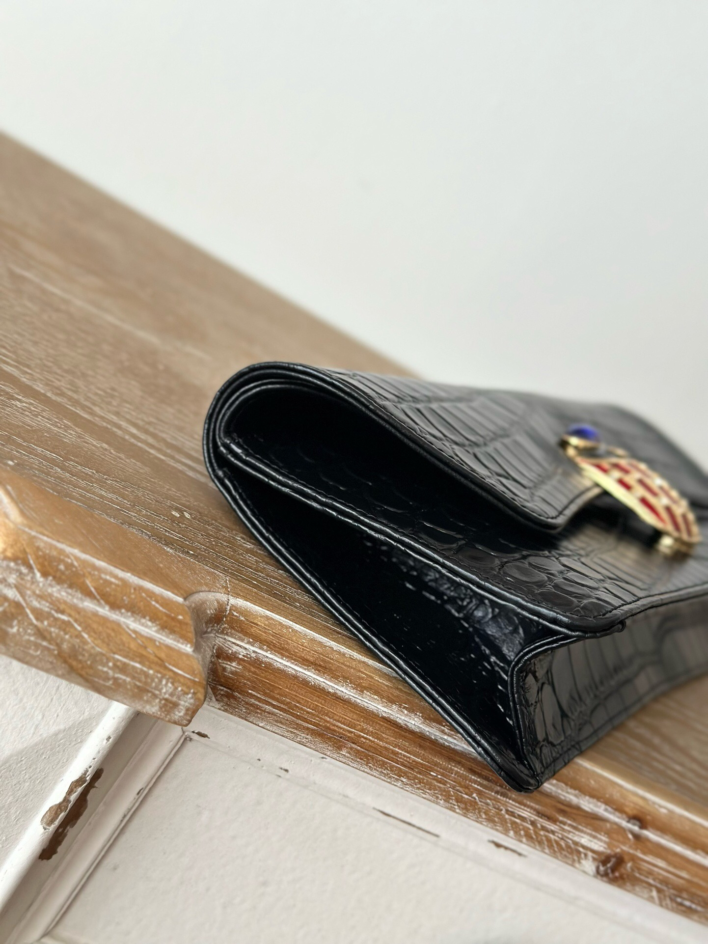 Chanel Vintage Black Caviar Leather Clutch Evening Bag - Image 3