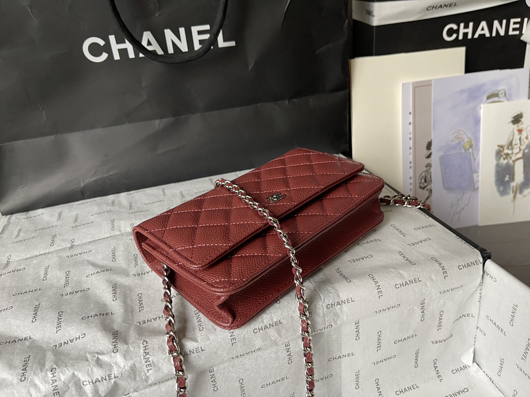 Chanel CF WOC Black Caviar Chain Wallet - Image 3