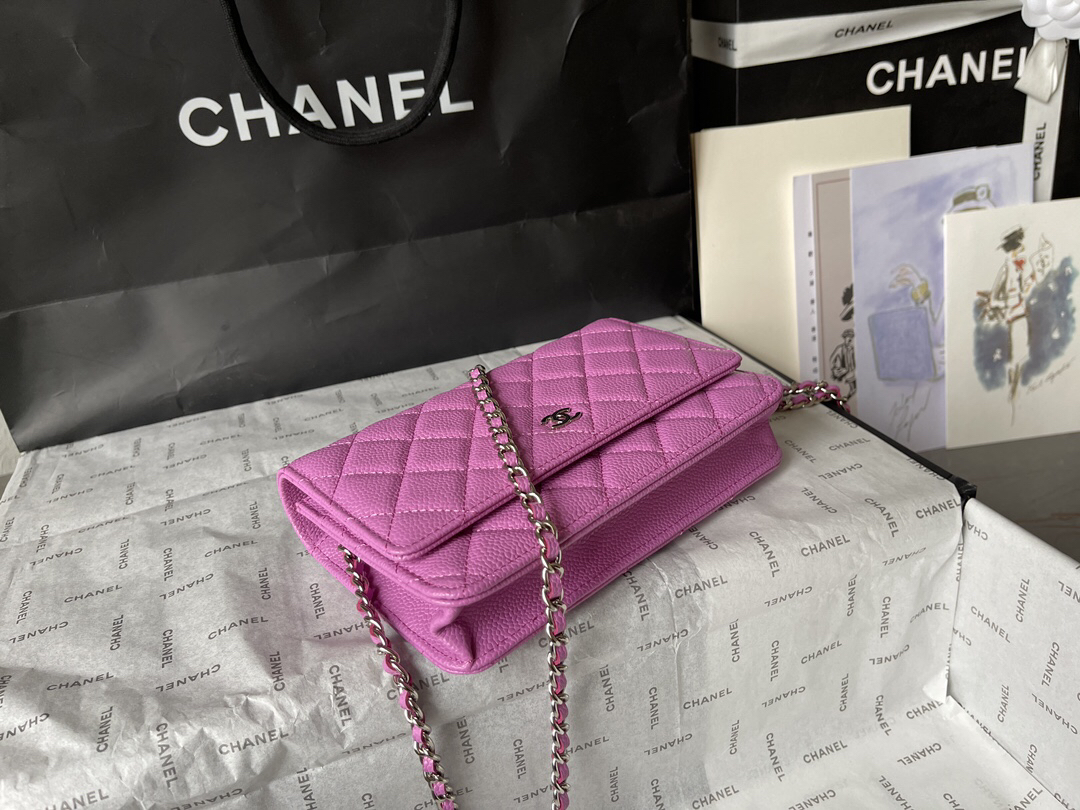 Chanel CF WOC Black Caviar Chain Wallet - Image 3