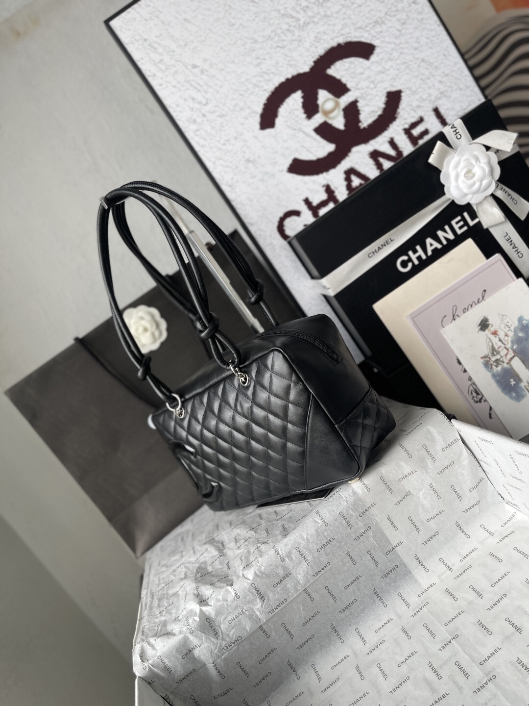Chanel Black and White Panda Bowling Bag - Image 3