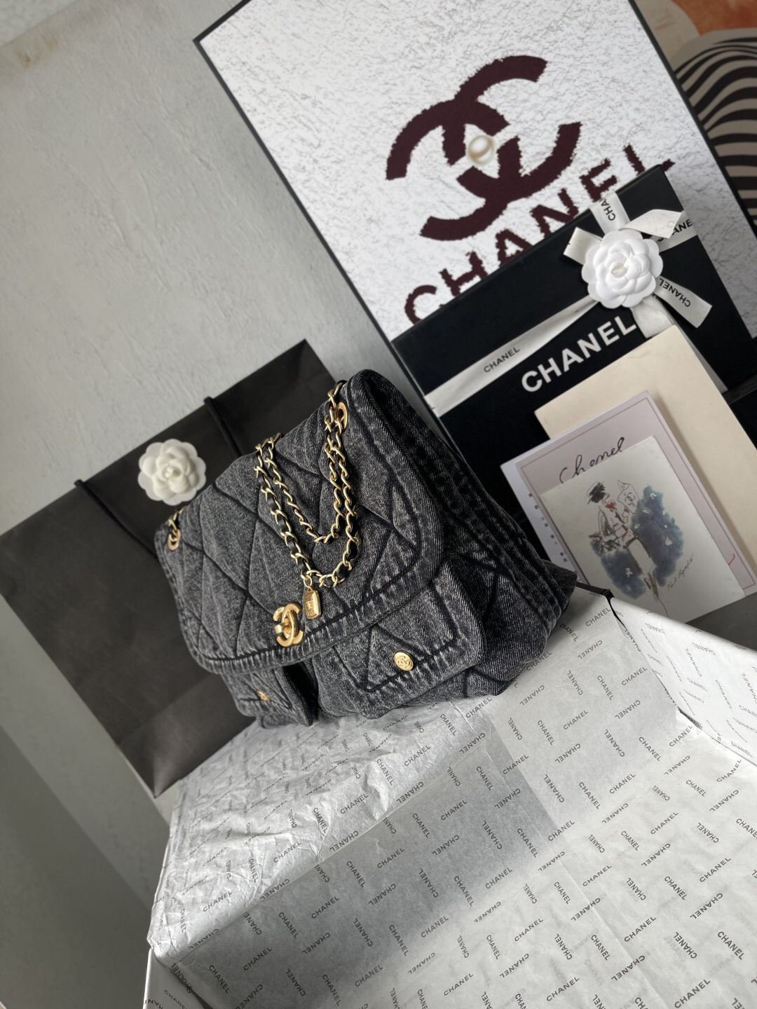 Chanel Denim Shopping Tote Bag AS5727 - Image 3