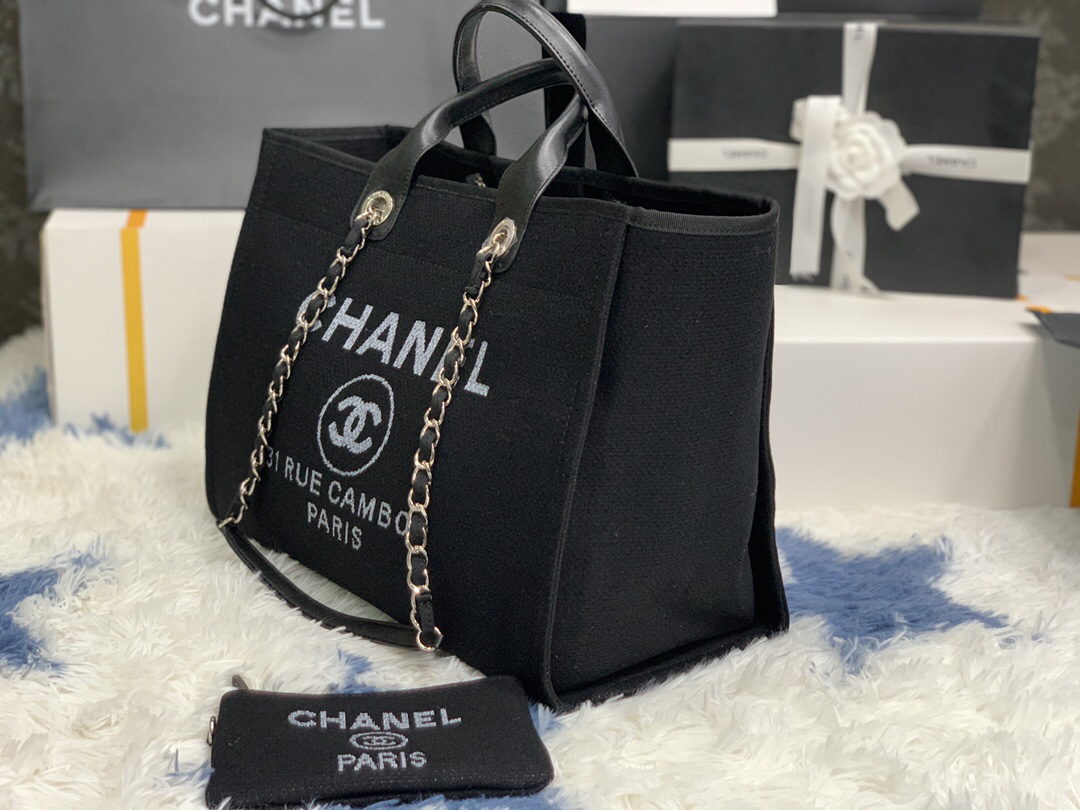 Chanel 2022 Mother and Child Beach Denim Canvas Tote Bag - Image 3