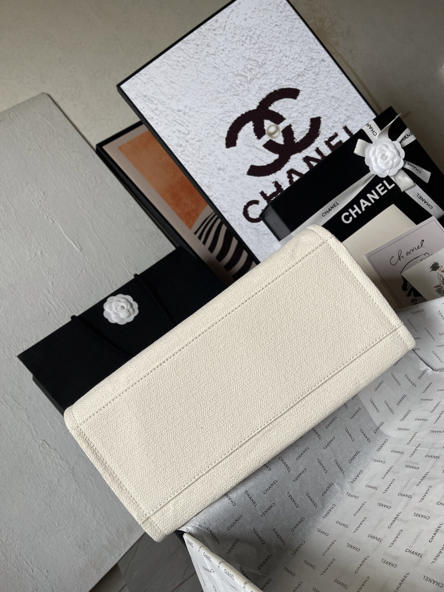 Chanel AS66941 Apricot Blue Canvas Tote Bag - Image 3
