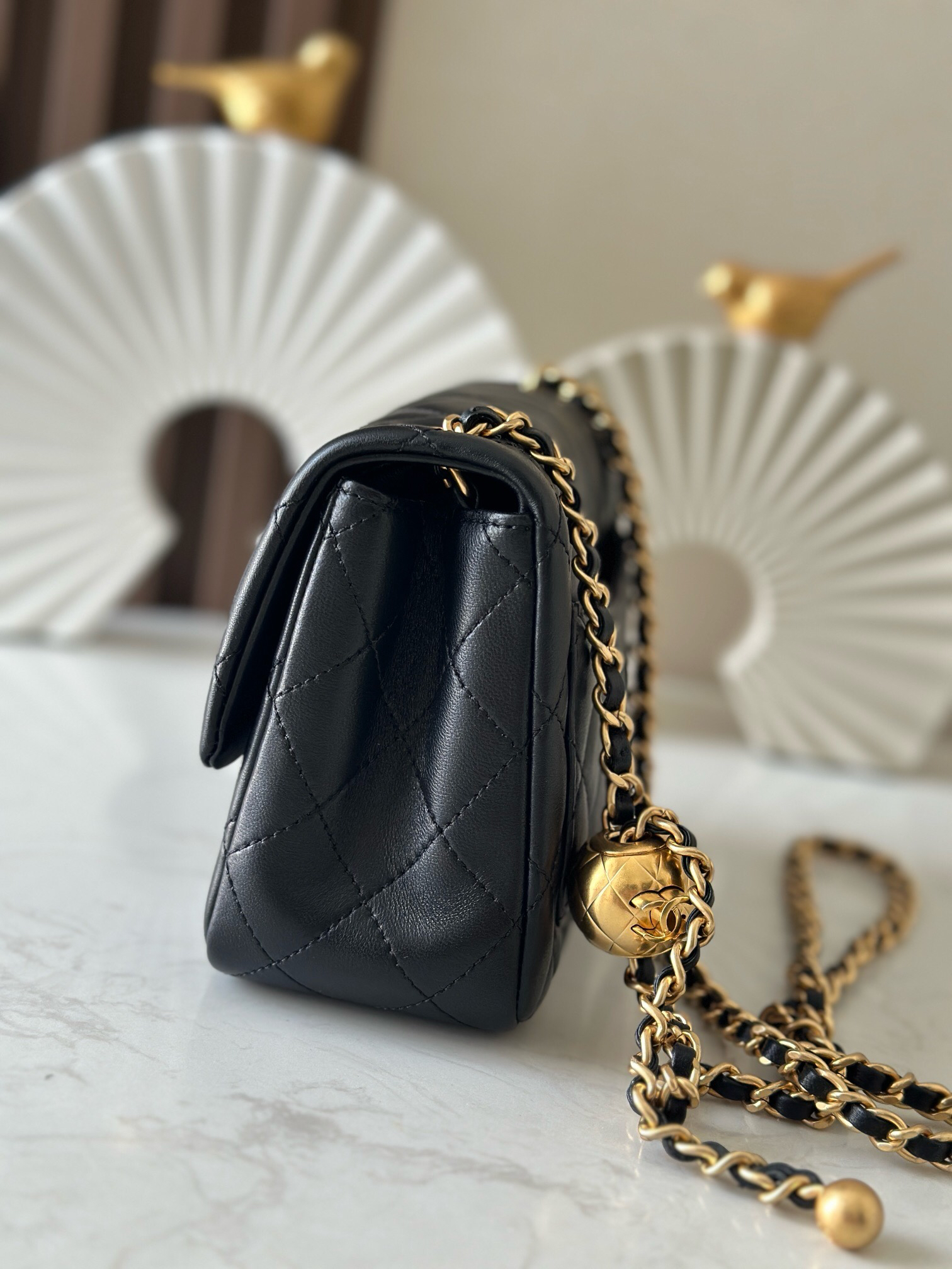 Chanel Mini Flap Bag with Gold Ball Chain - Image 3