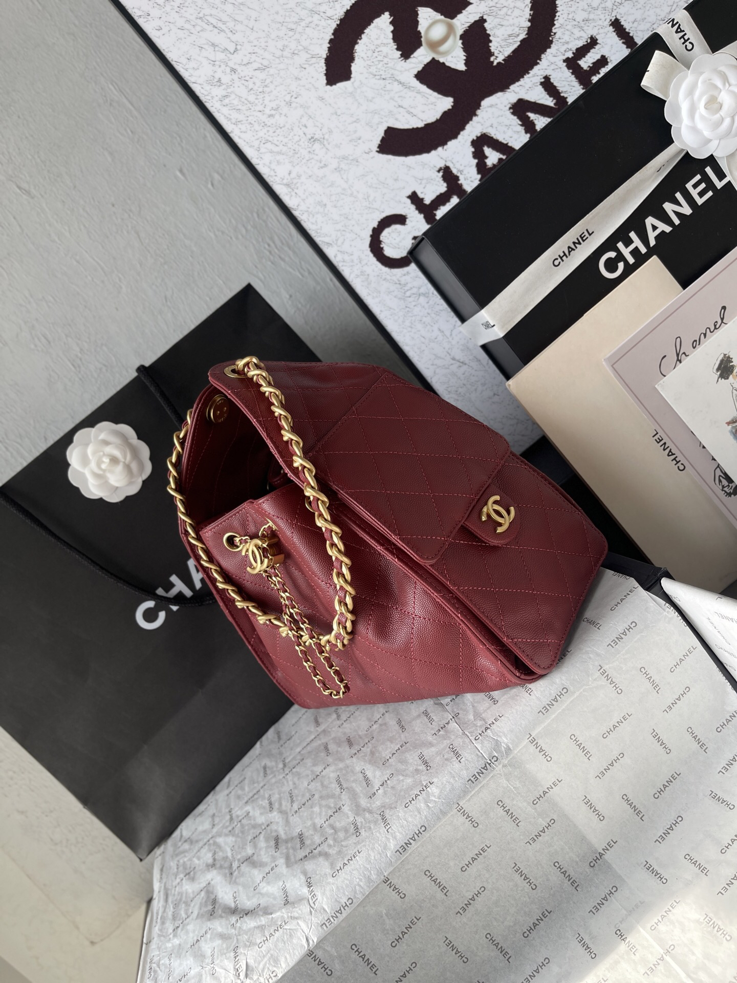 Chanel Textured Leather Hobo Shoulder Bag - Image 3