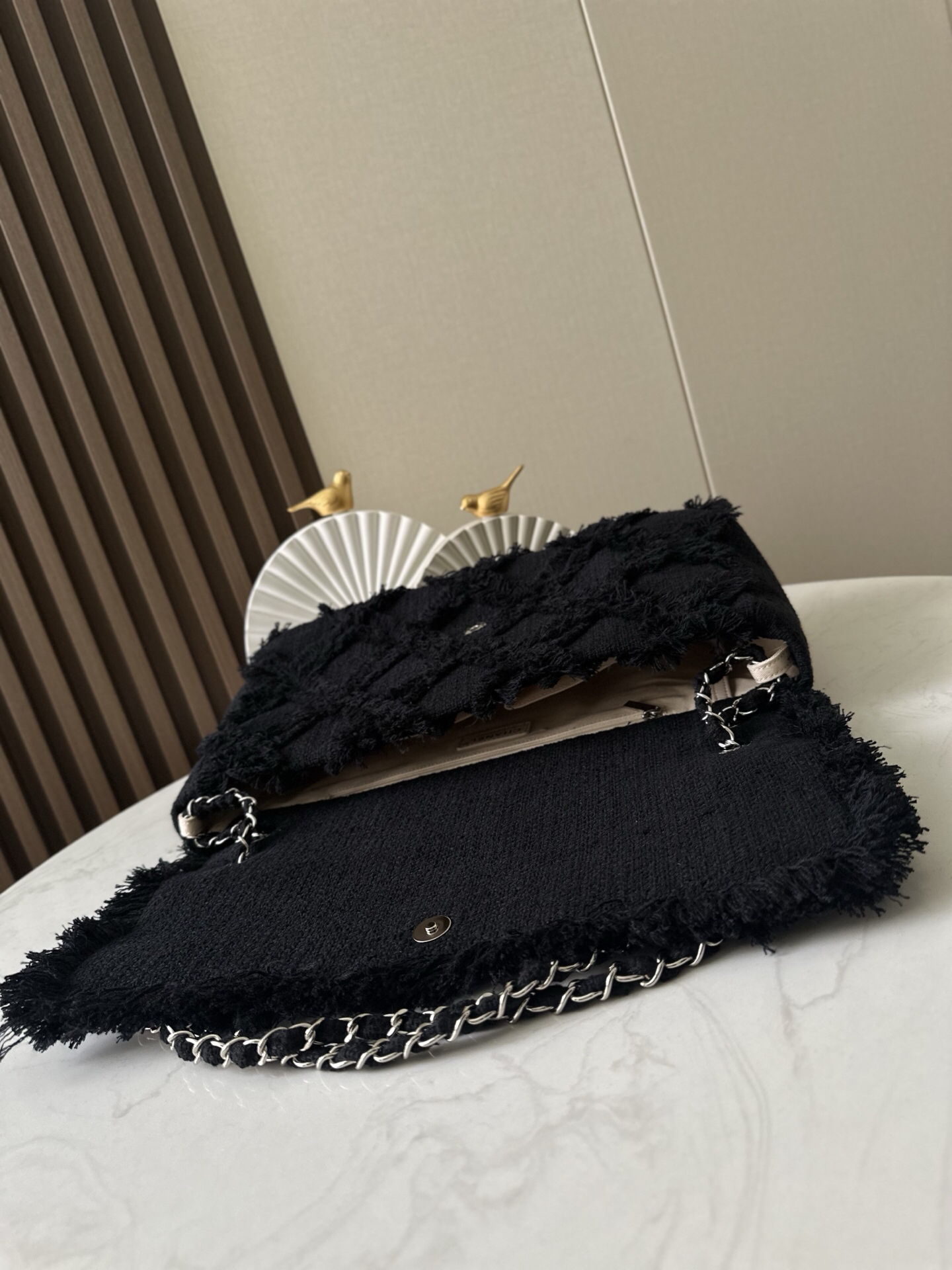 Vintage Black Straw Fringe Handbag - Image 3