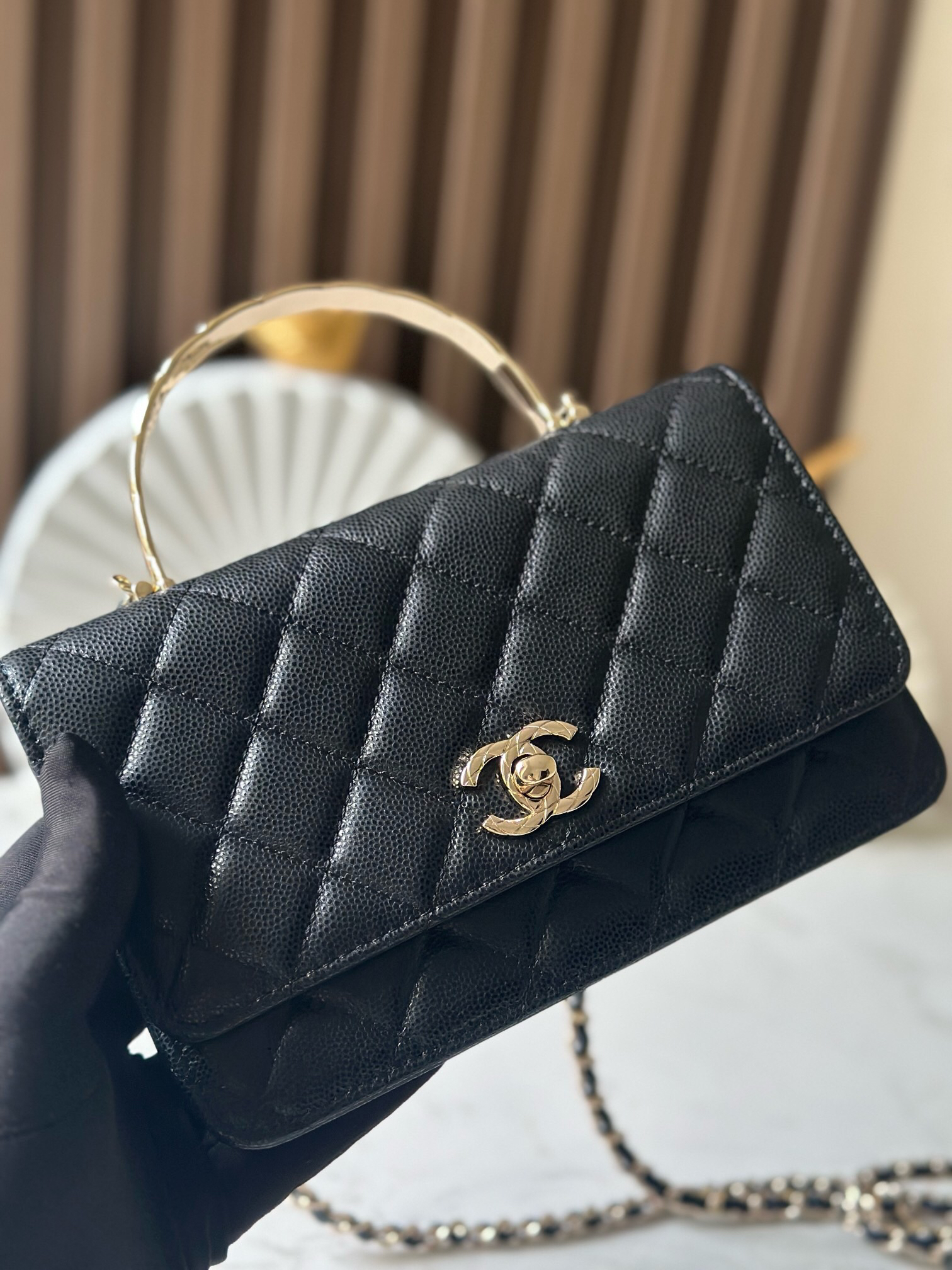 Coco Crush WOC Wallet on Chain with Braided Handle and Diamond Pattern - Image 3