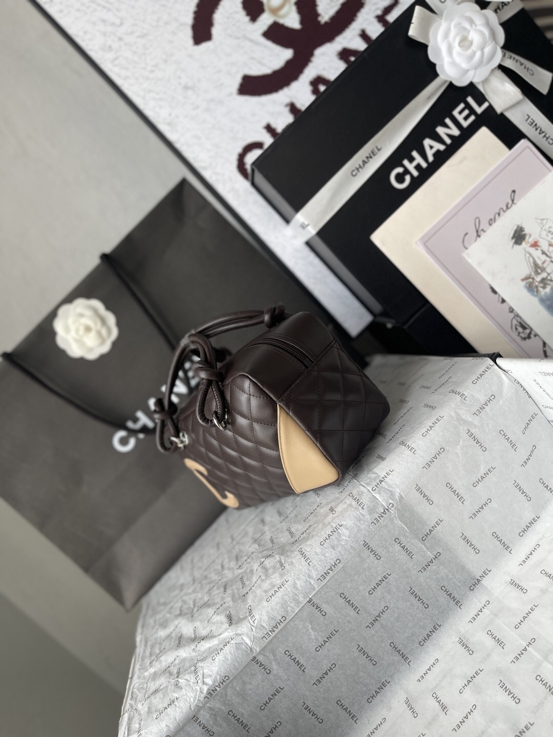 Chanel Black and White Panda Bowling Bag - Image 3