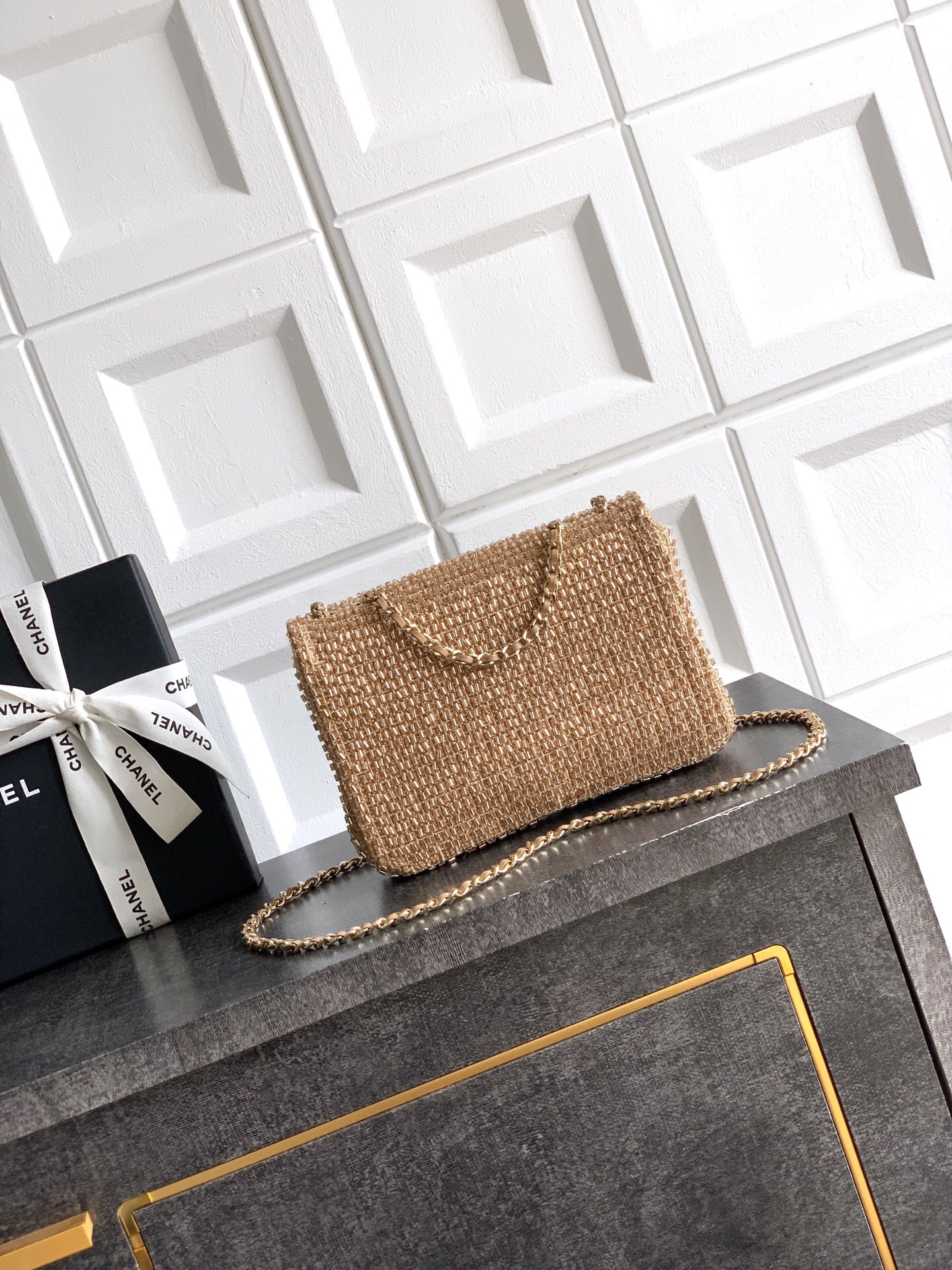 Chanel Woven Mini Evening Bag with Gold-Tone Chain - Image 3
