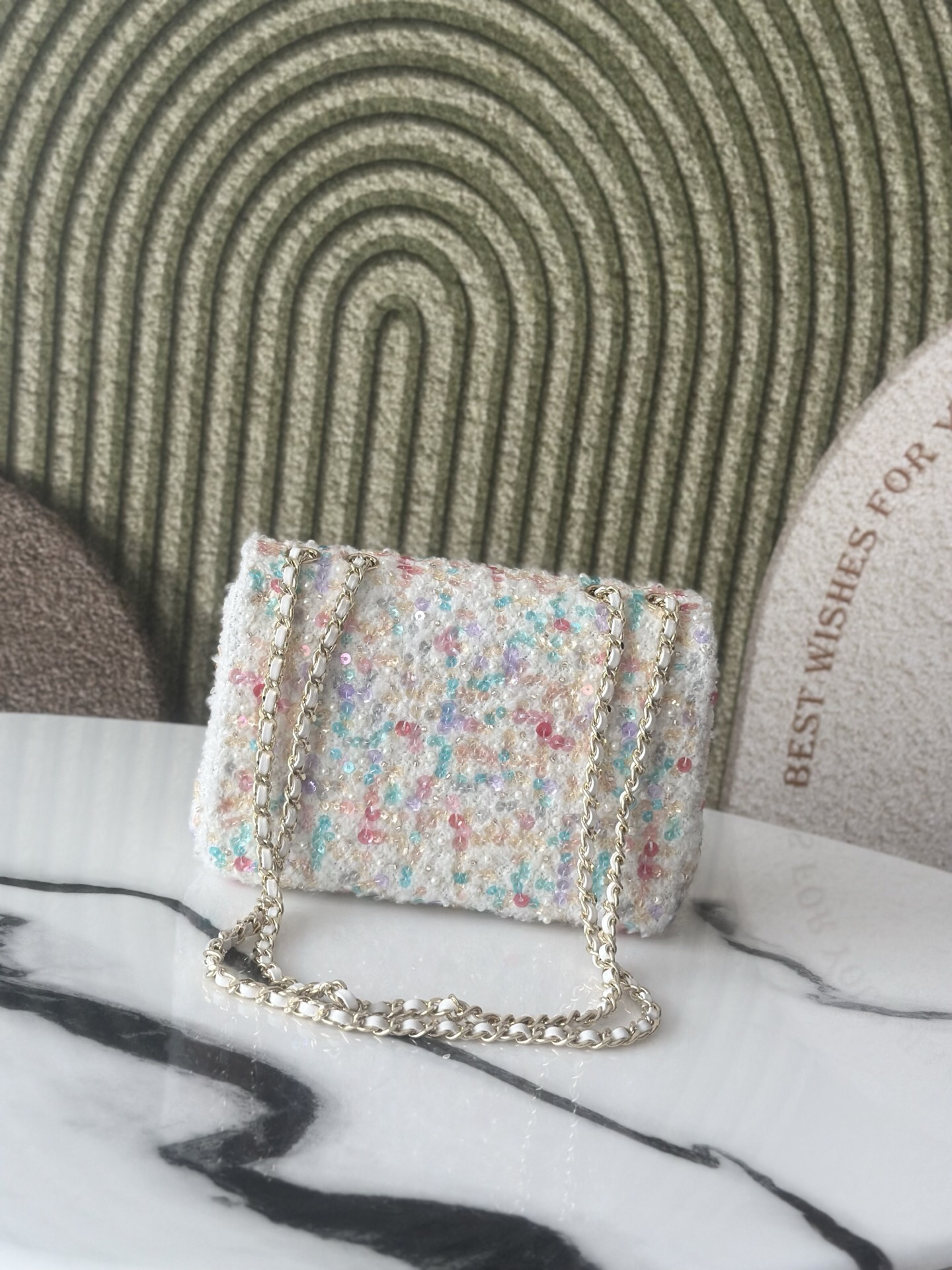 Chanel 26C Multicolor Tube Bead Sequin CF Crossbody Bag - Image 3