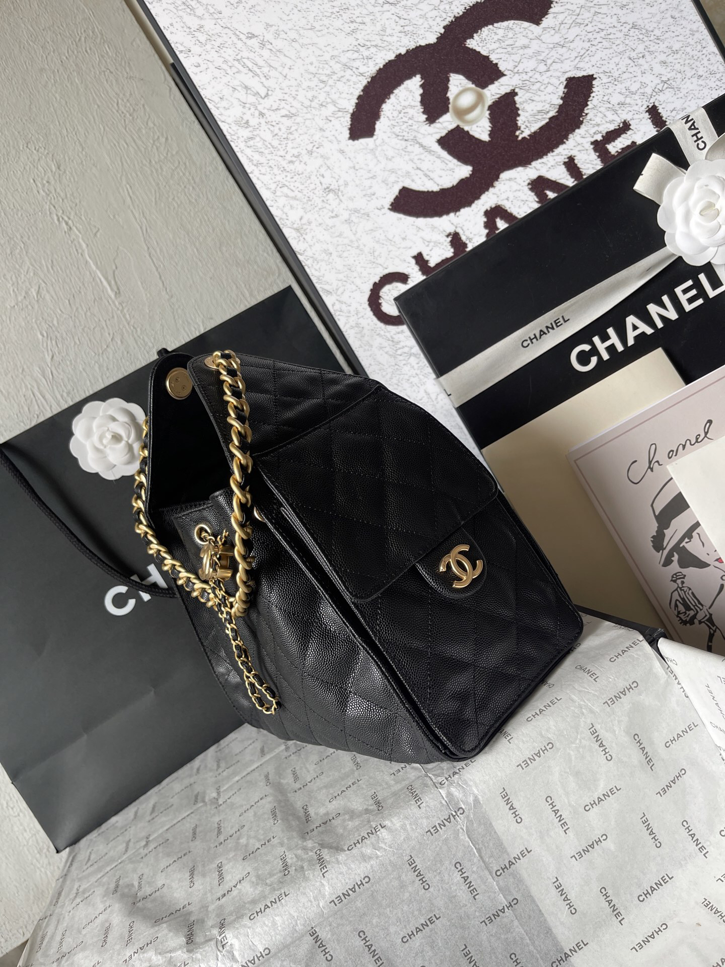 Chanel 25C AS5293 Textured Leather Hobo Shoulder Bag - Image 3