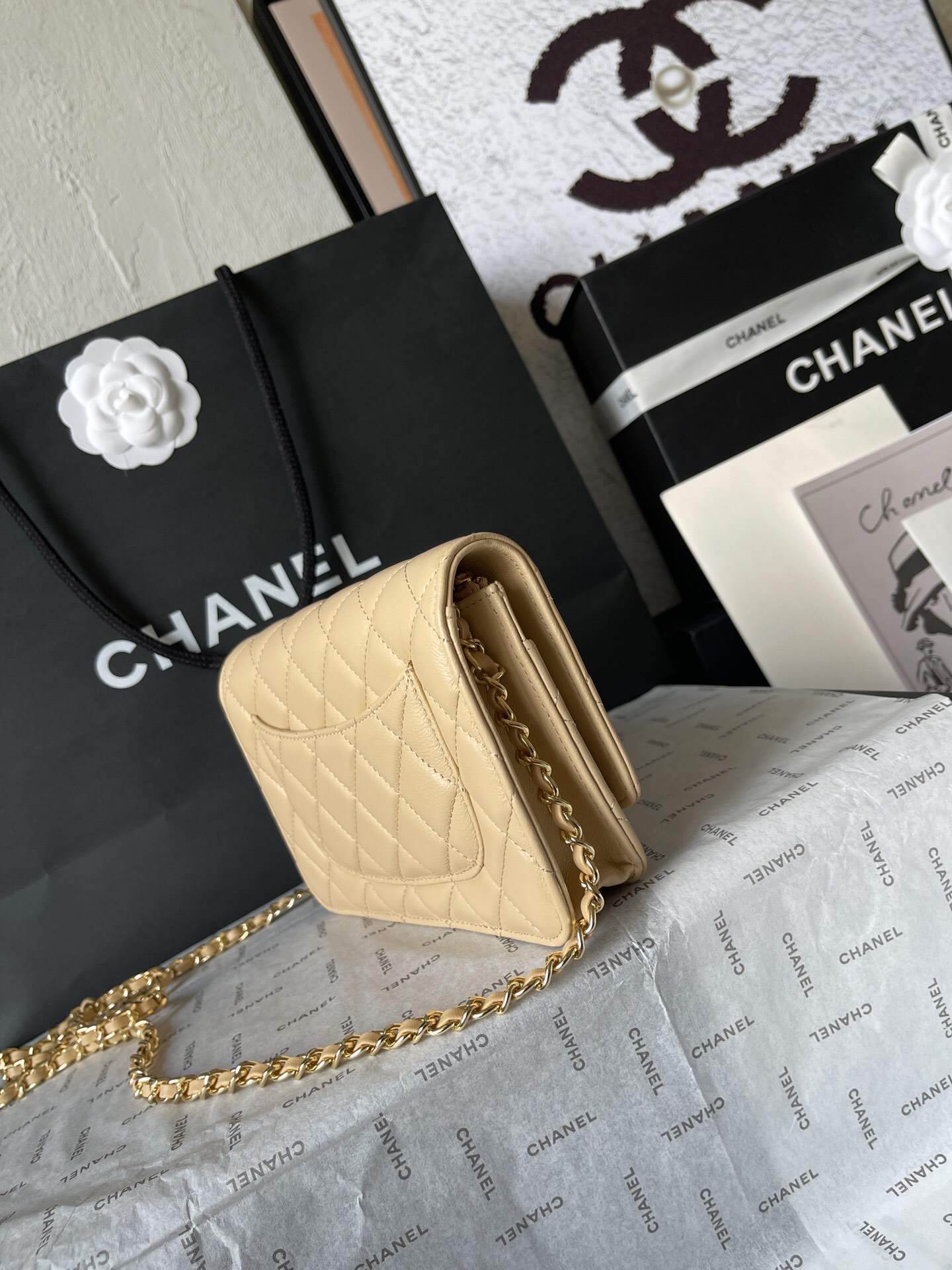 Chanel Classic Flap WOC Lambskin Chain Crossbody Bag - Image 3