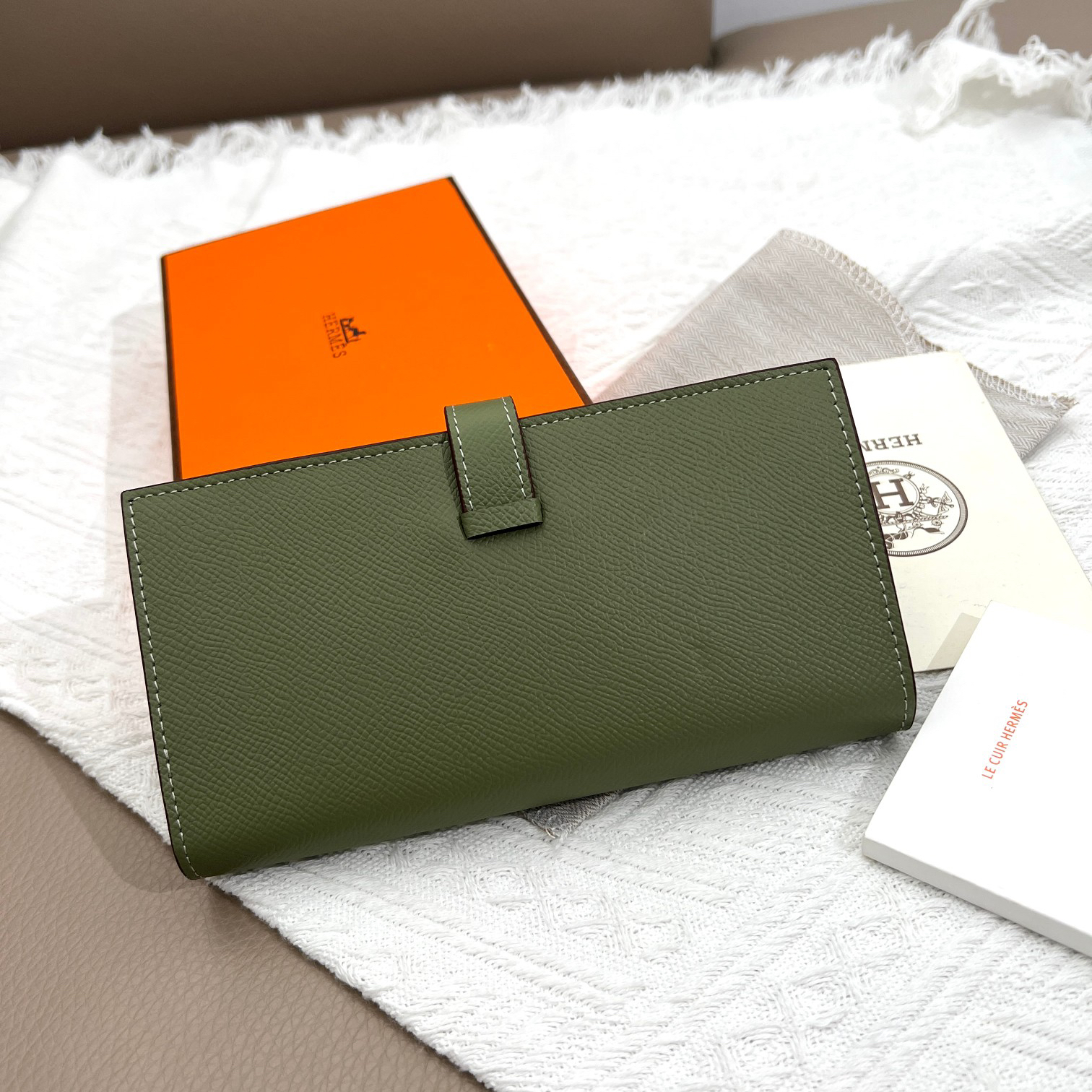 Hermes Women's Togo Leather Vertical Wallet with Zip Pocket - Image 3