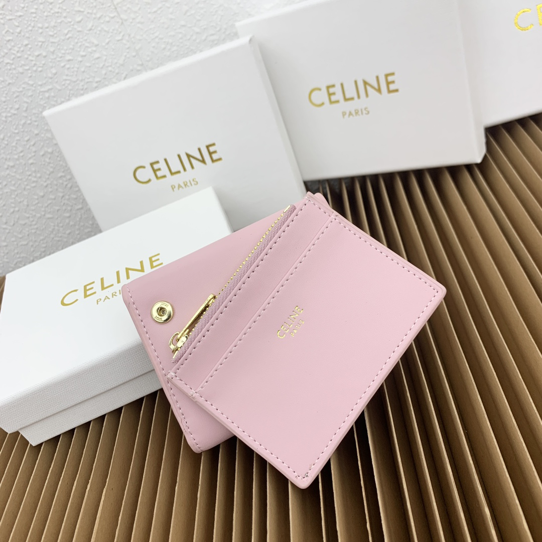 Celine Triomphe Small Glossy Calfskin Wallet with Coin Pocket - Image 3