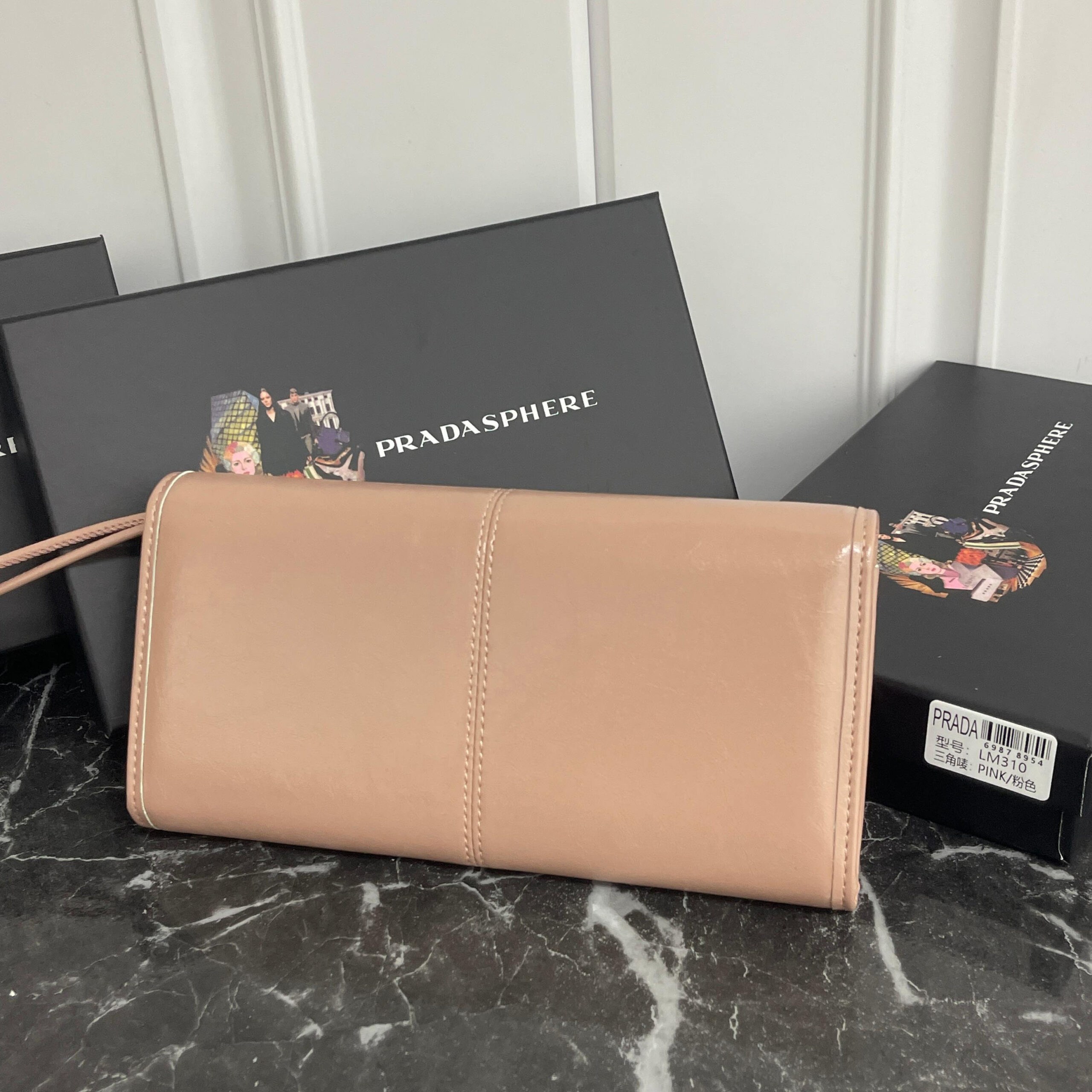 PRADA Large Waxed Leather Wallet with Triangle Logo Snap Closure - Image 3
